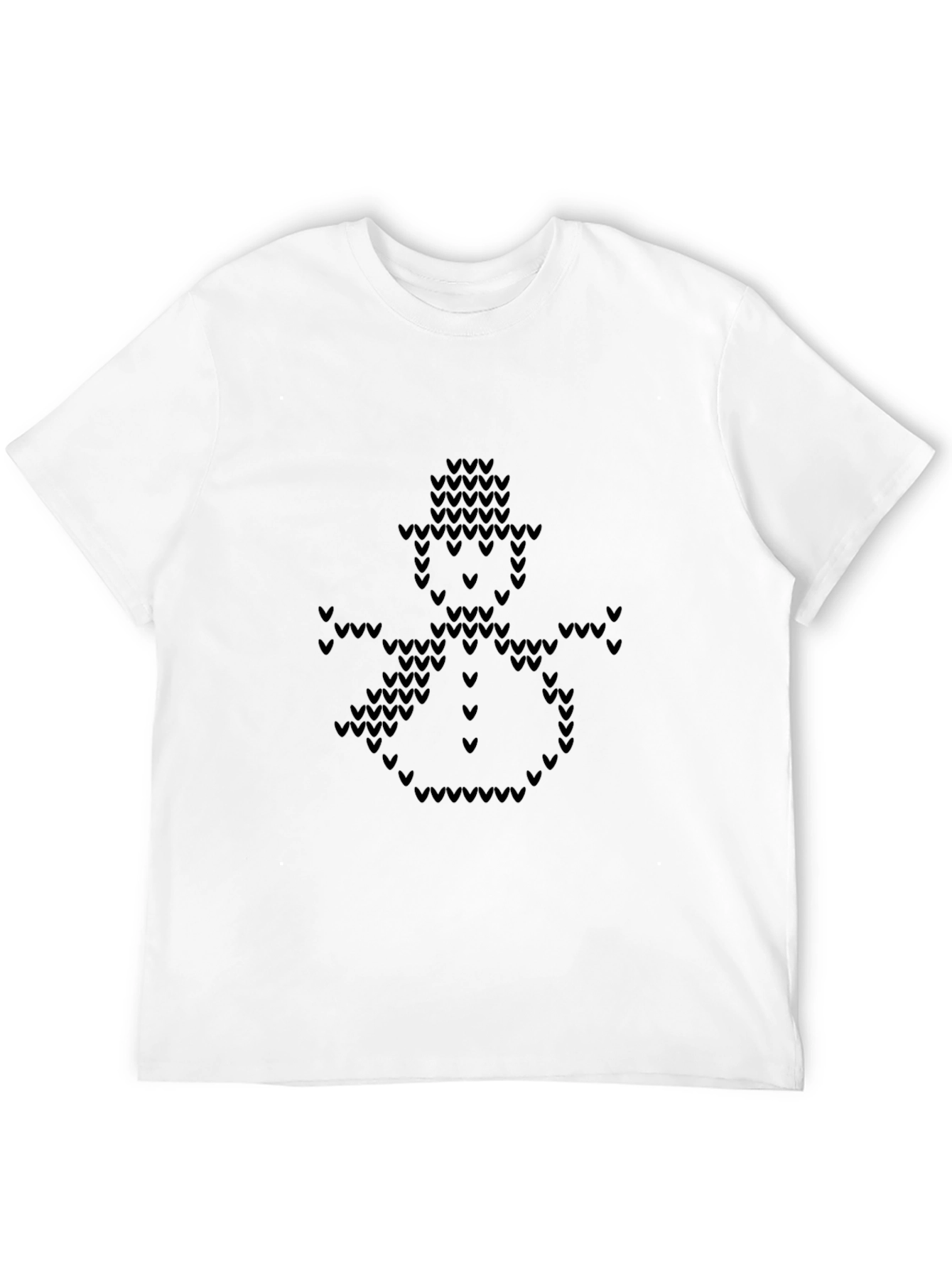 Festive Knitted Snowman Black T-Shirt