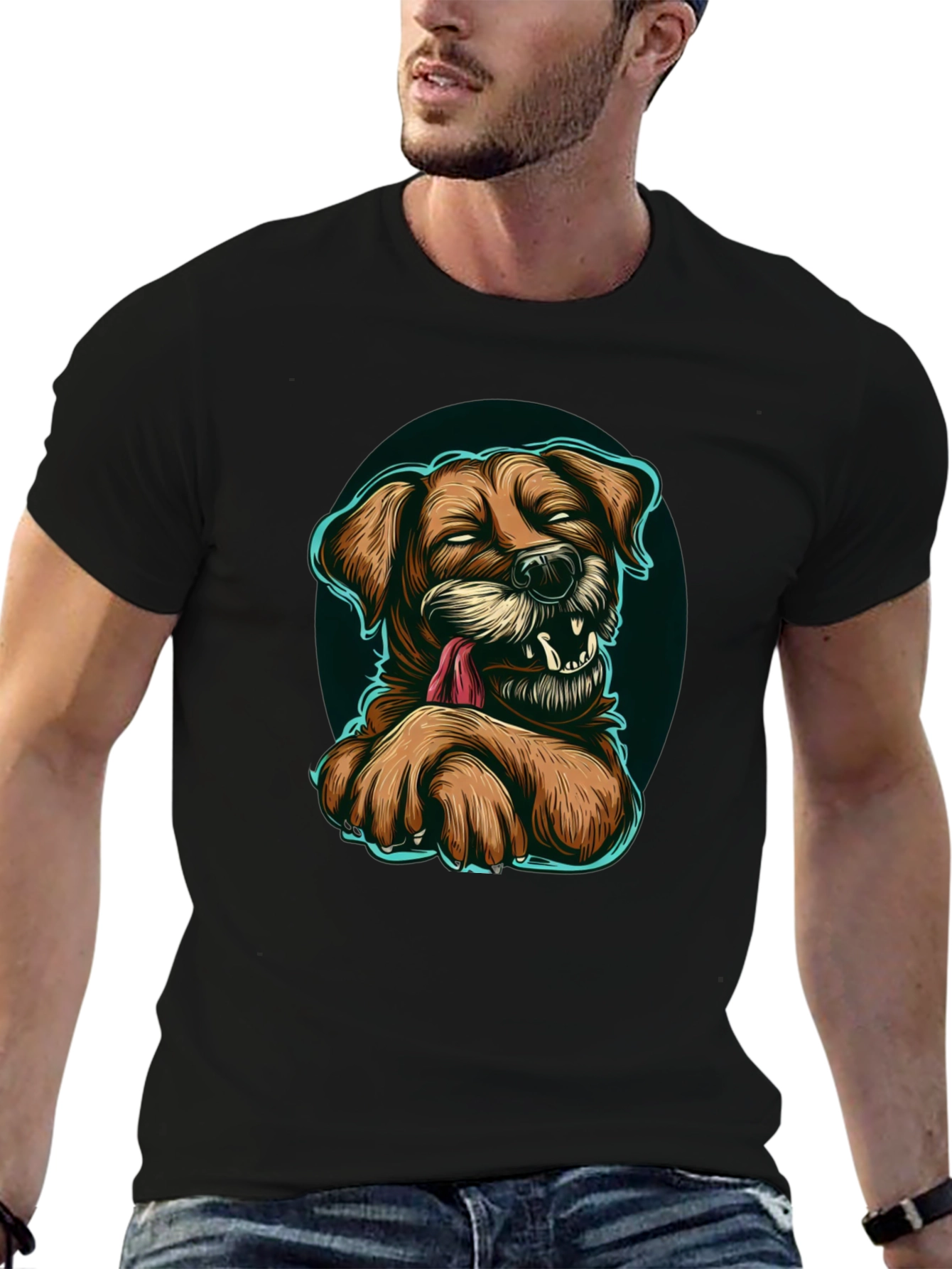Funny Dog Graphic T-Shirt - Black