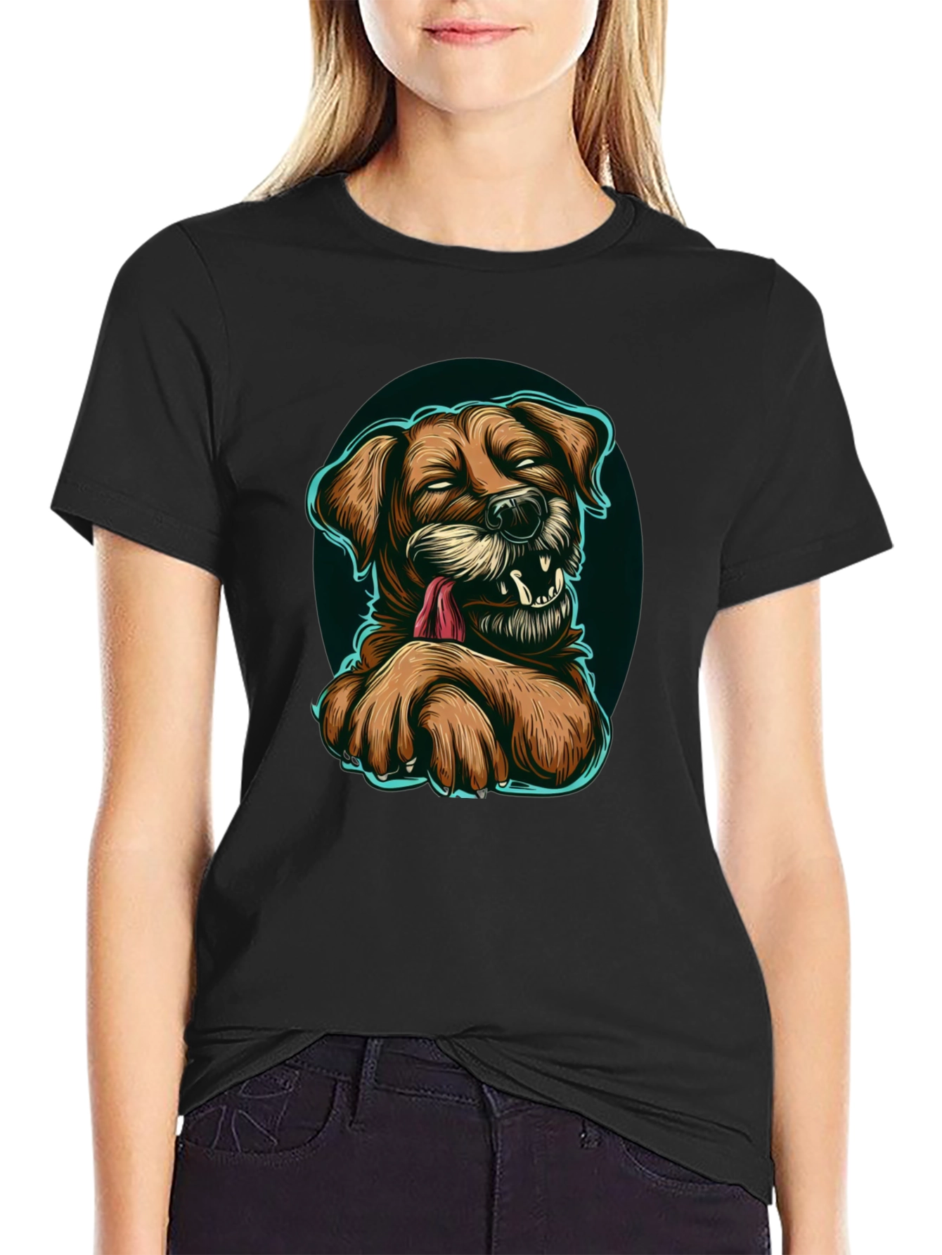 Funny Dog Graphic T-Shirt - Black
