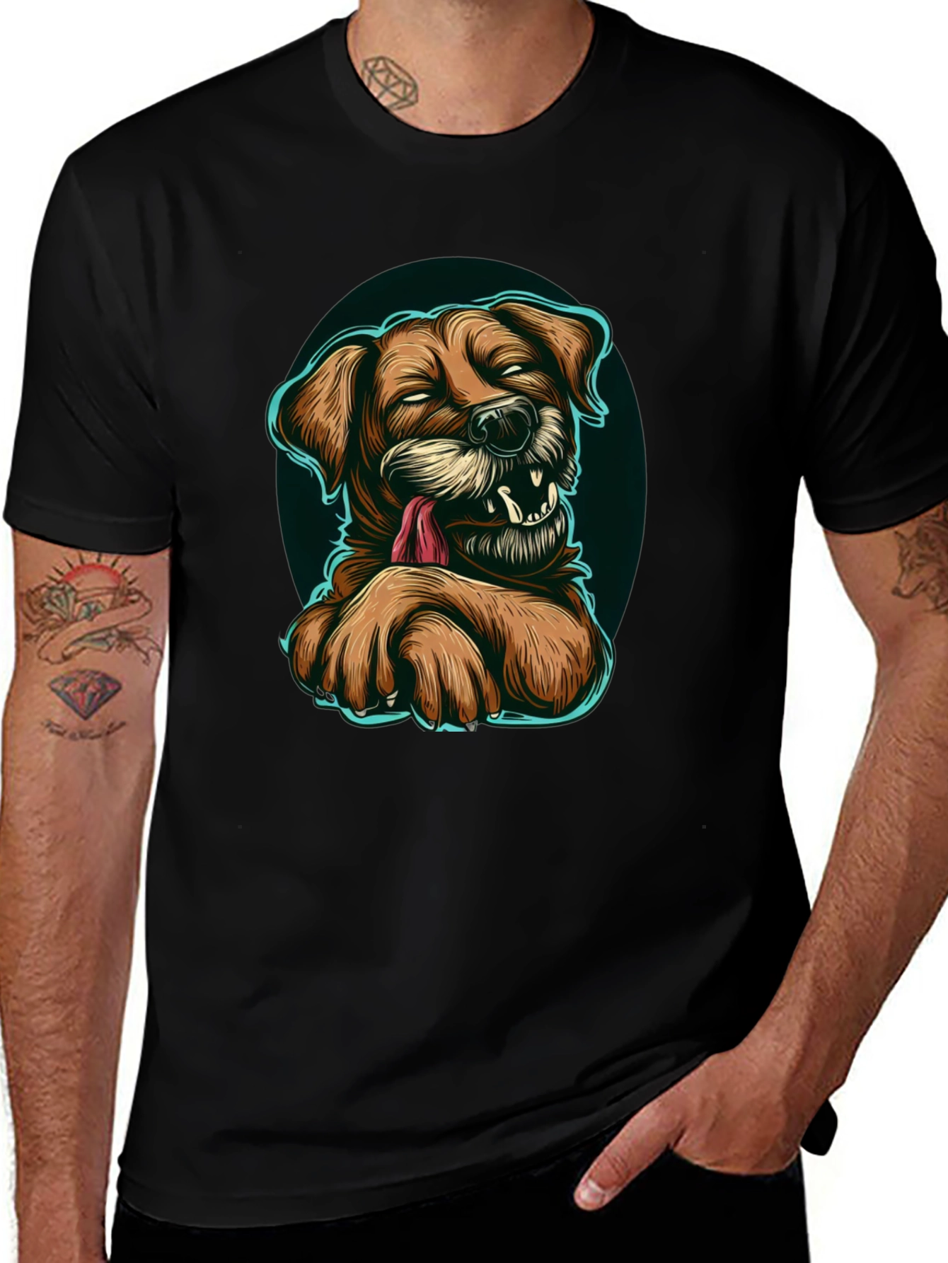 Funny Dog Graphic T-Shirt - Black