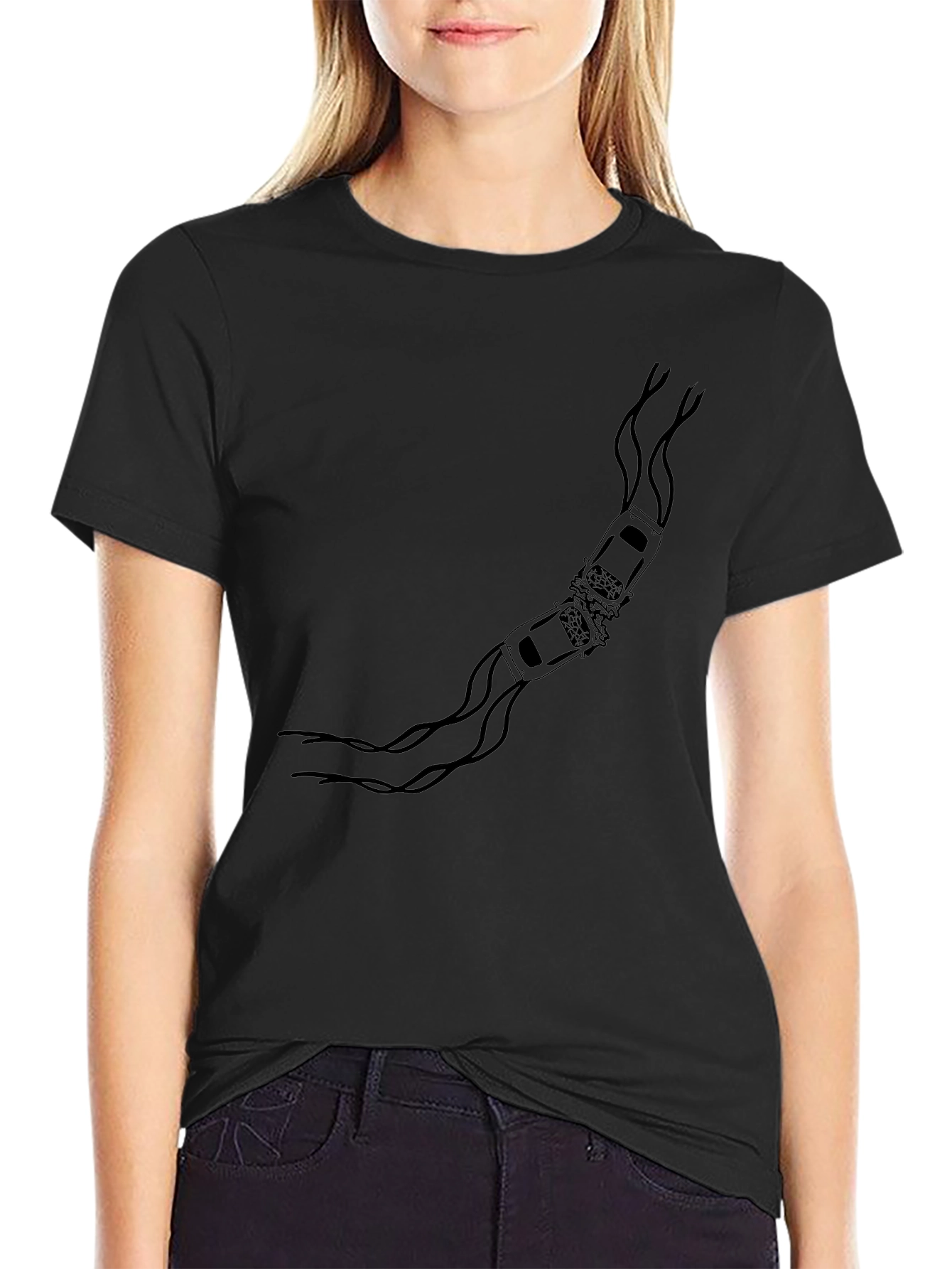 Black T-Shirt with Car Crash Design