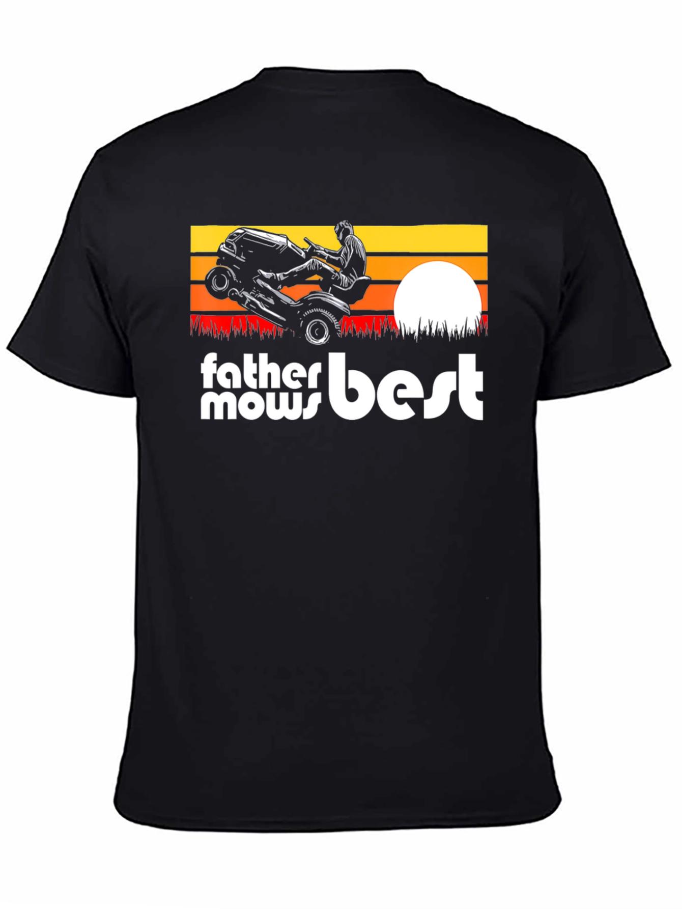 Father Mows Best Black T-Shirt