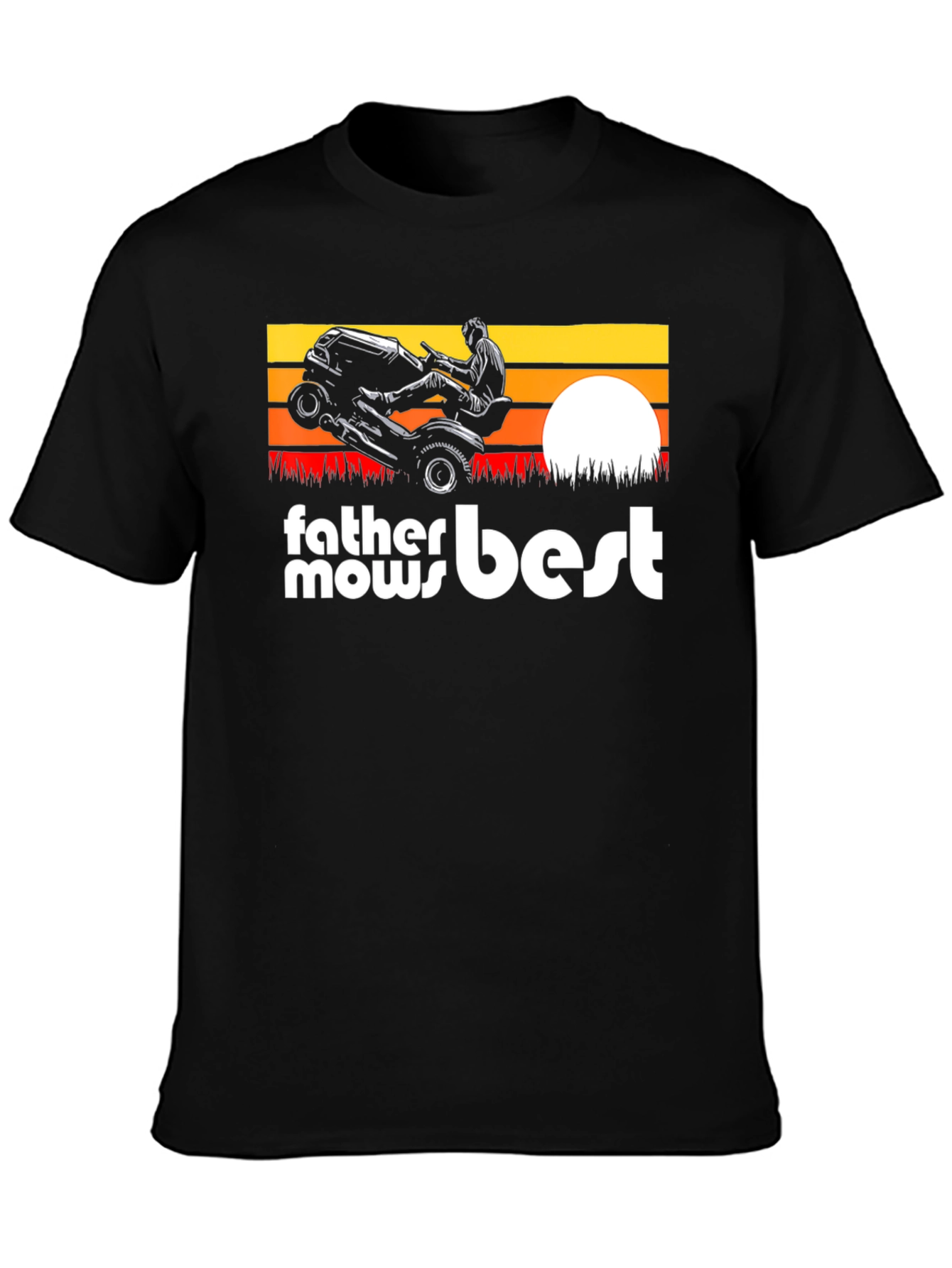 Father Mows Best Black T-Shirt