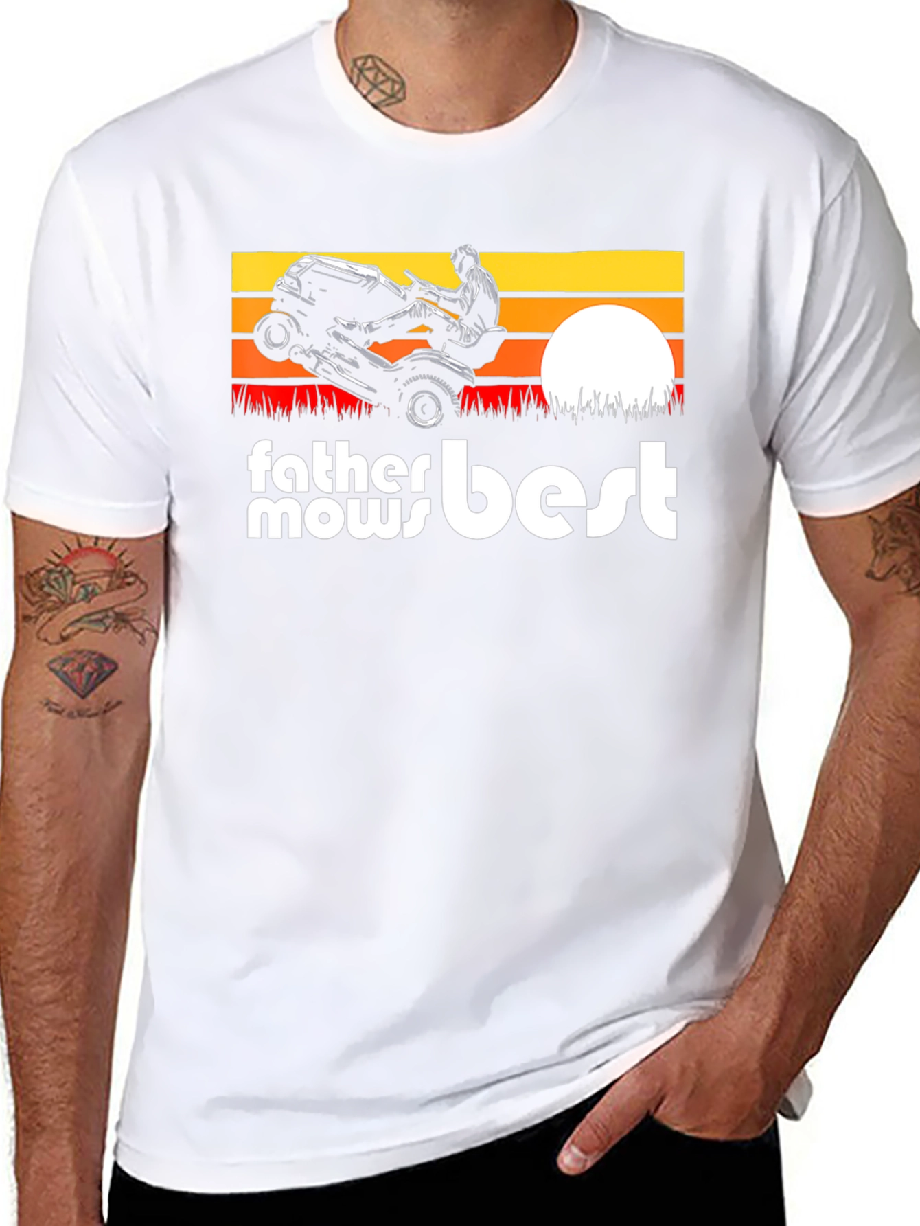 Father Mows Best Black T-Shirt