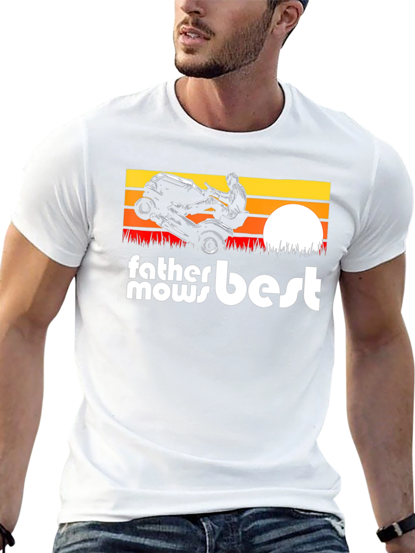 Father Mows Best Black T-Shirt