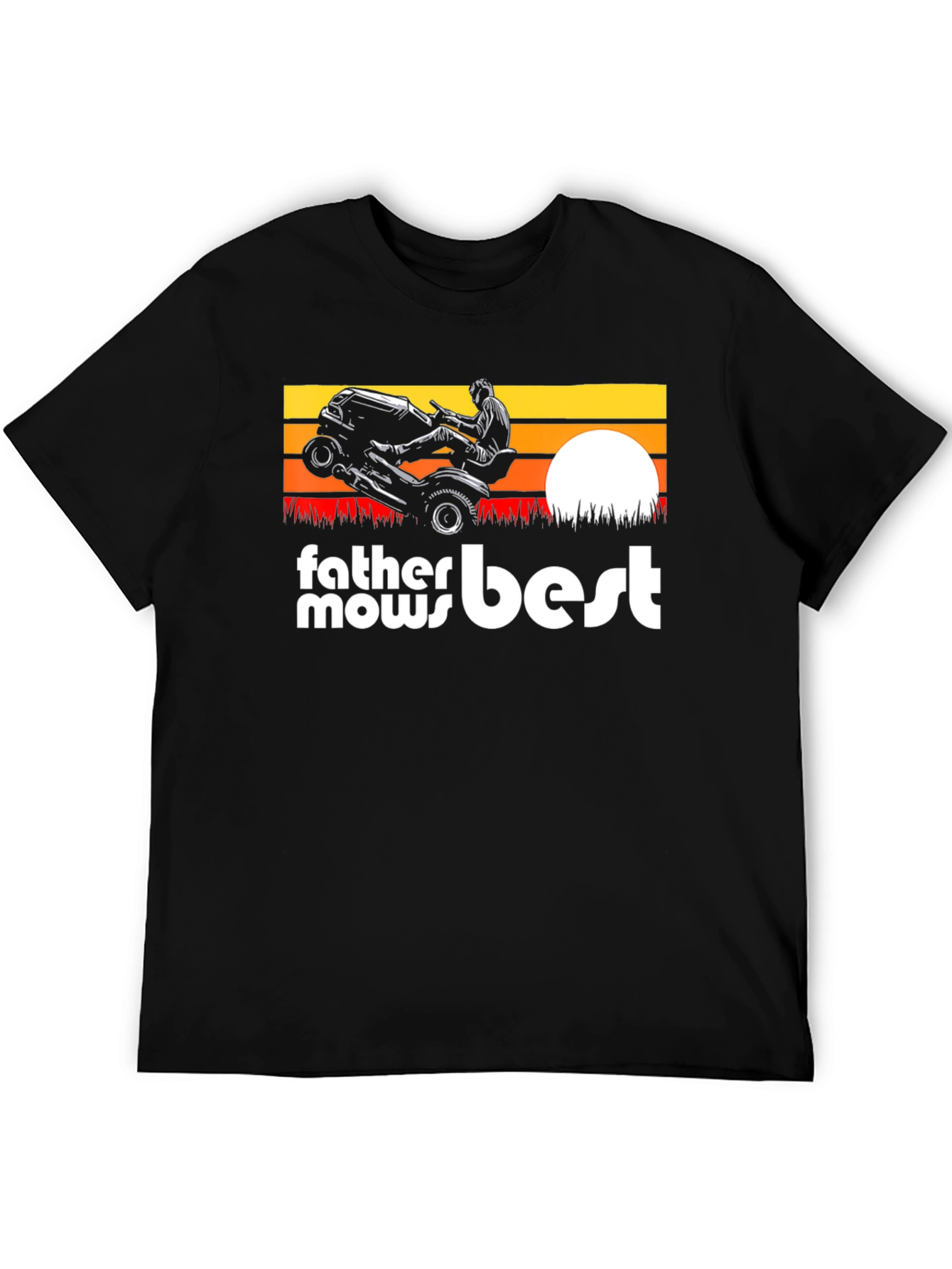Father Mows Best Black T-Shirt