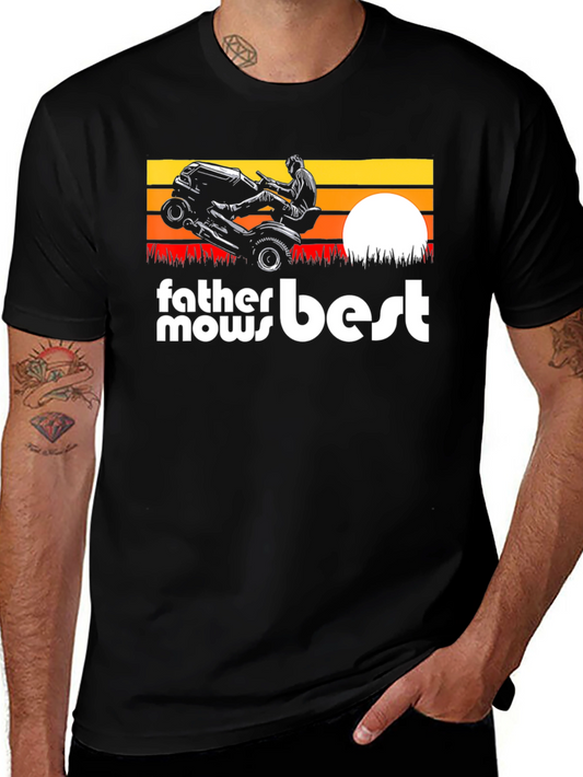 Father Mows Best Black T-Shirt