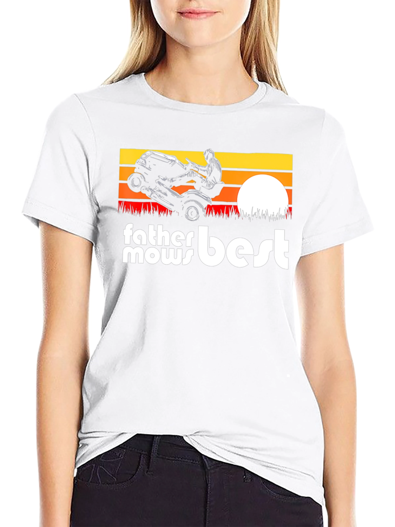 Father Mows Best Black T-Shirt
