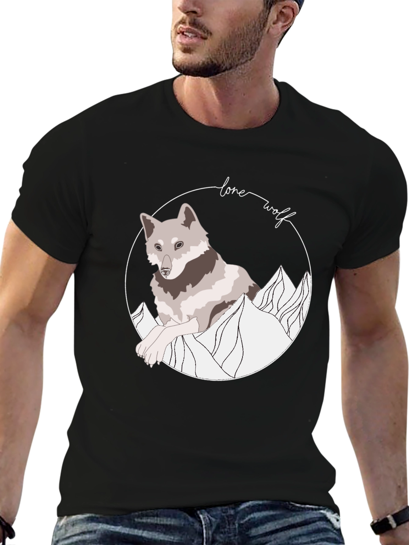 Lone Wolf Graphic Tee - Stylish Animal Design