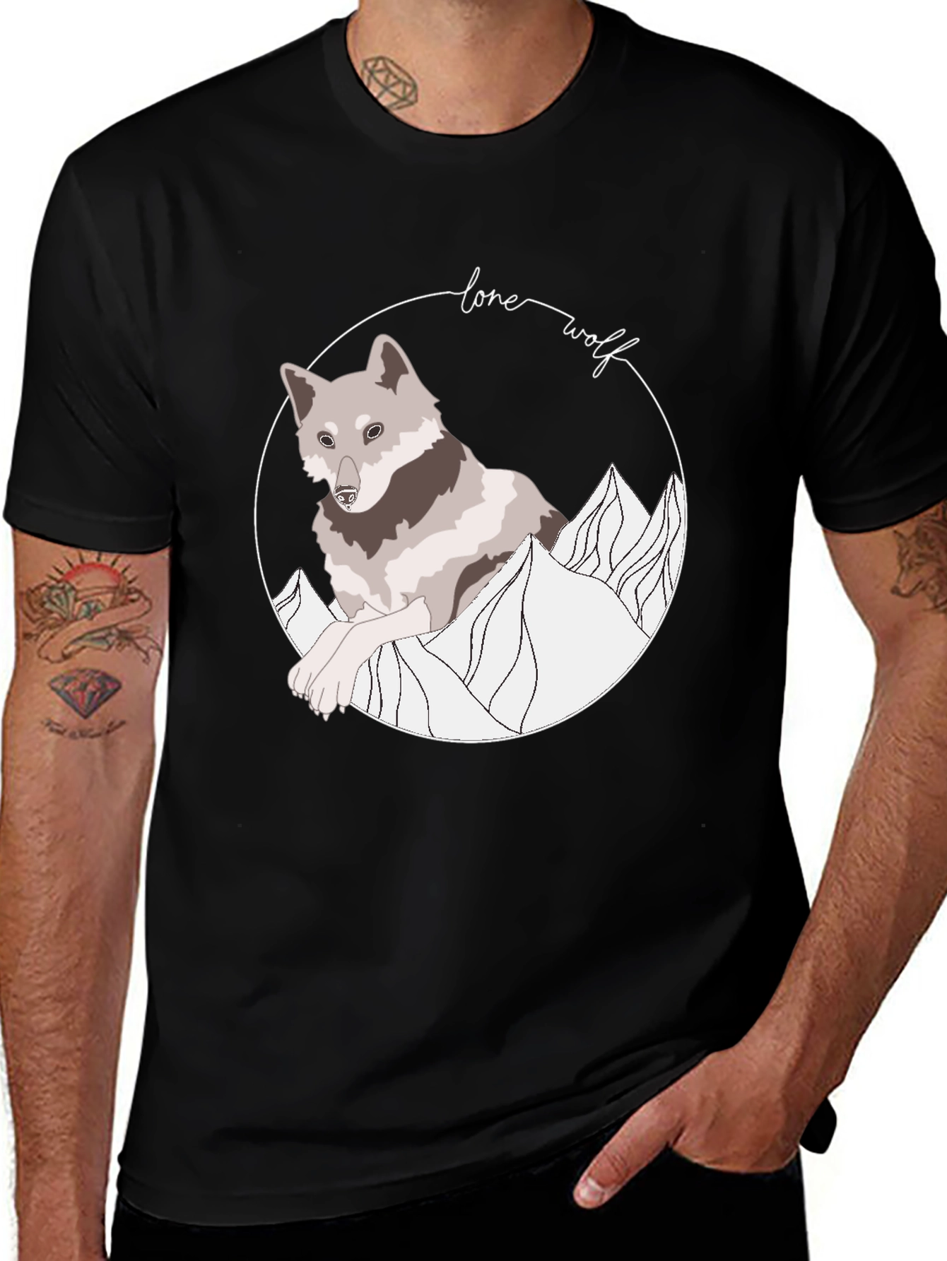 Lone Wolf Graphic Tee - Stylish Animal Design