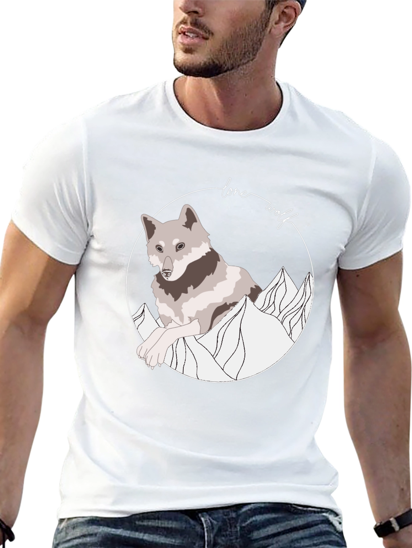 Lone Wolf Graphic Tee - Stylish Animal Design