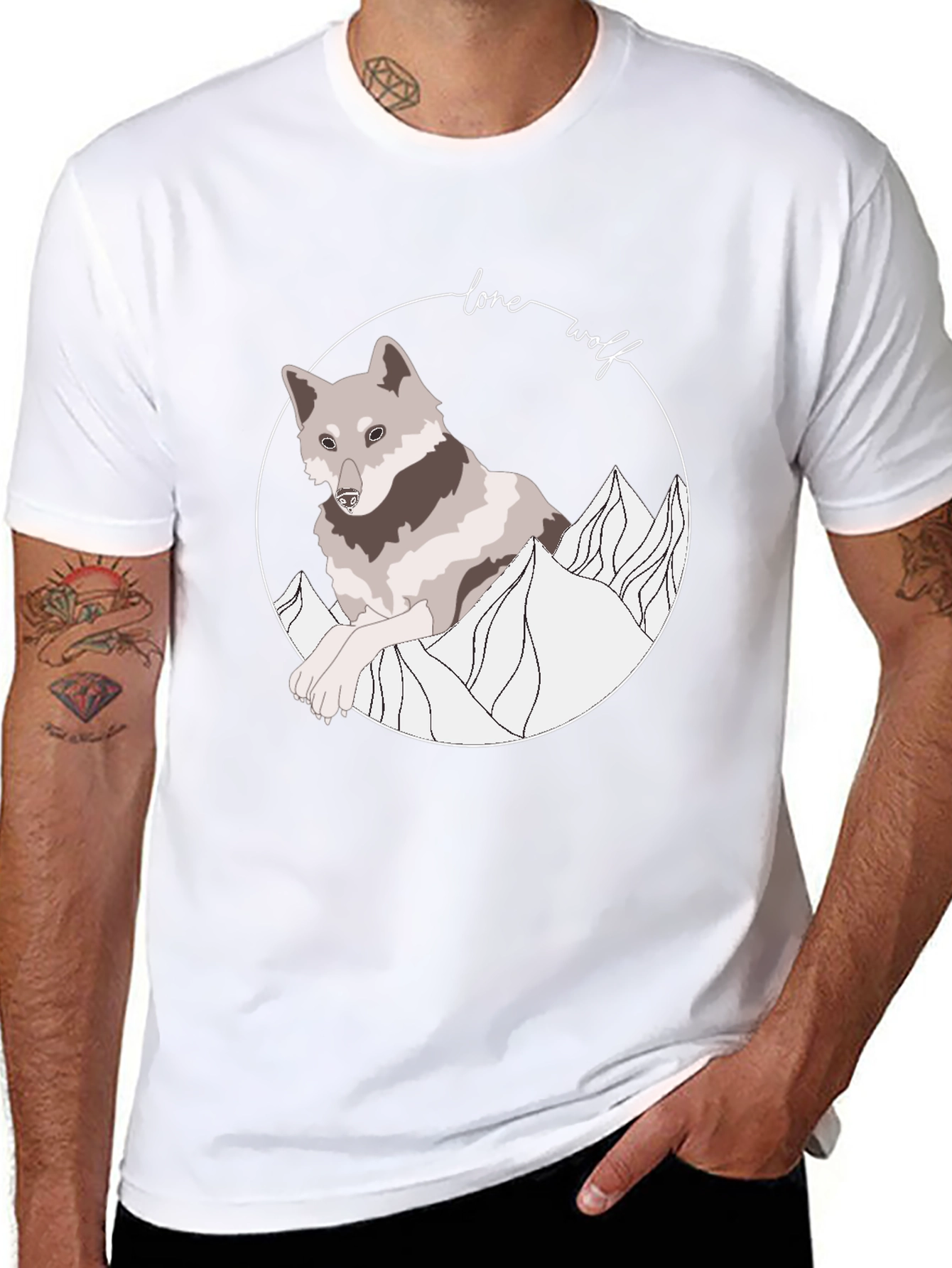 Lone Wolf Graphic Tee - Stylish Animal Design