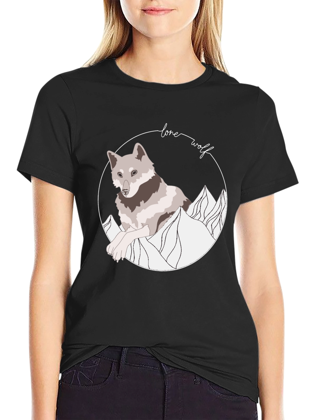 Lone Wolf Graphic Tee - Stylish Animal Design