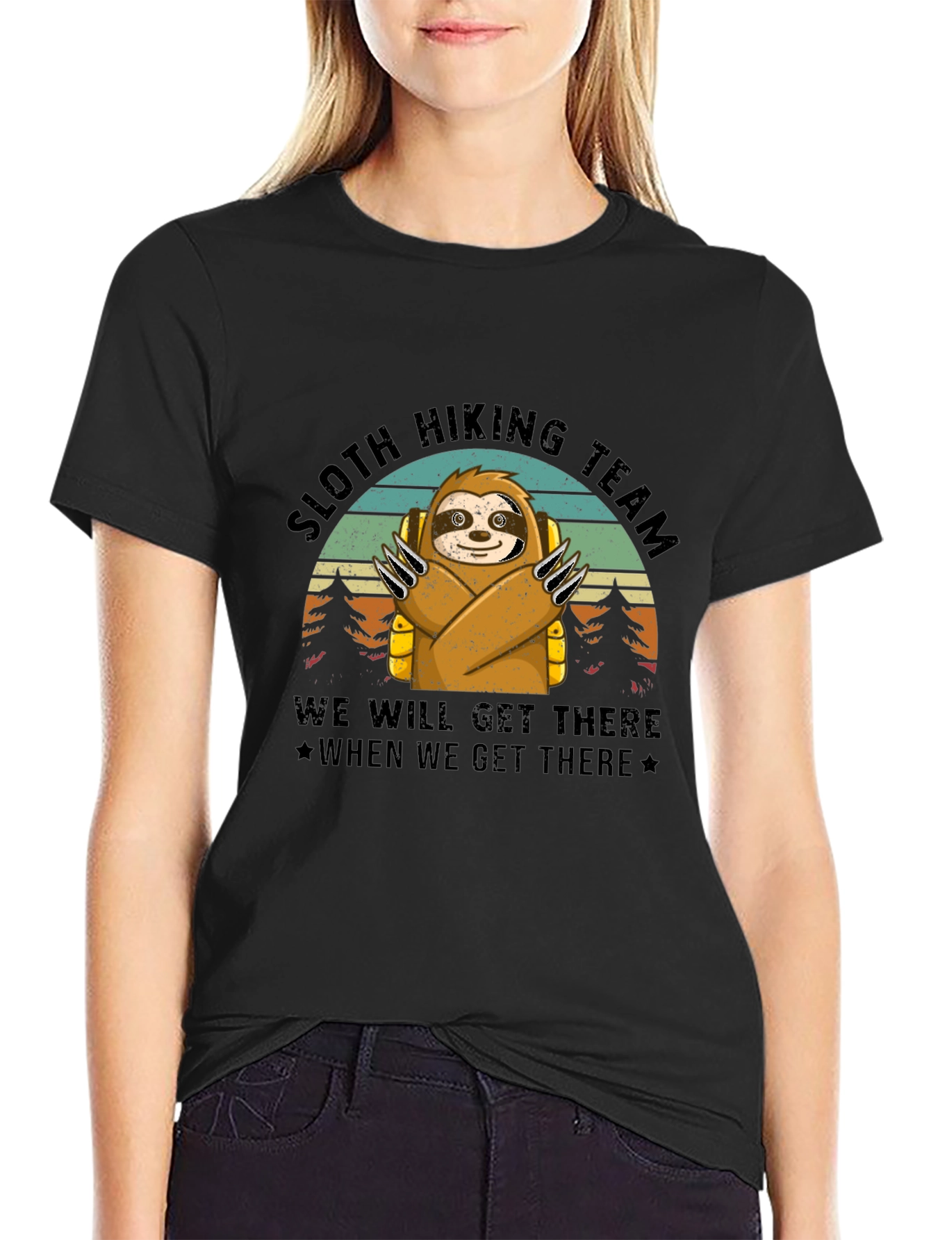 Sloth Hiking Team Black T-Shirt
