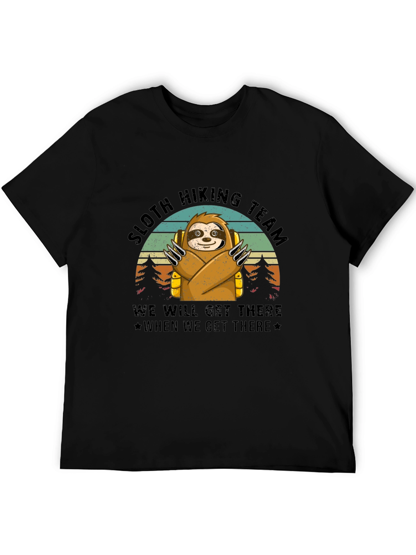 Sloth Hiking Team Black T-Shirt