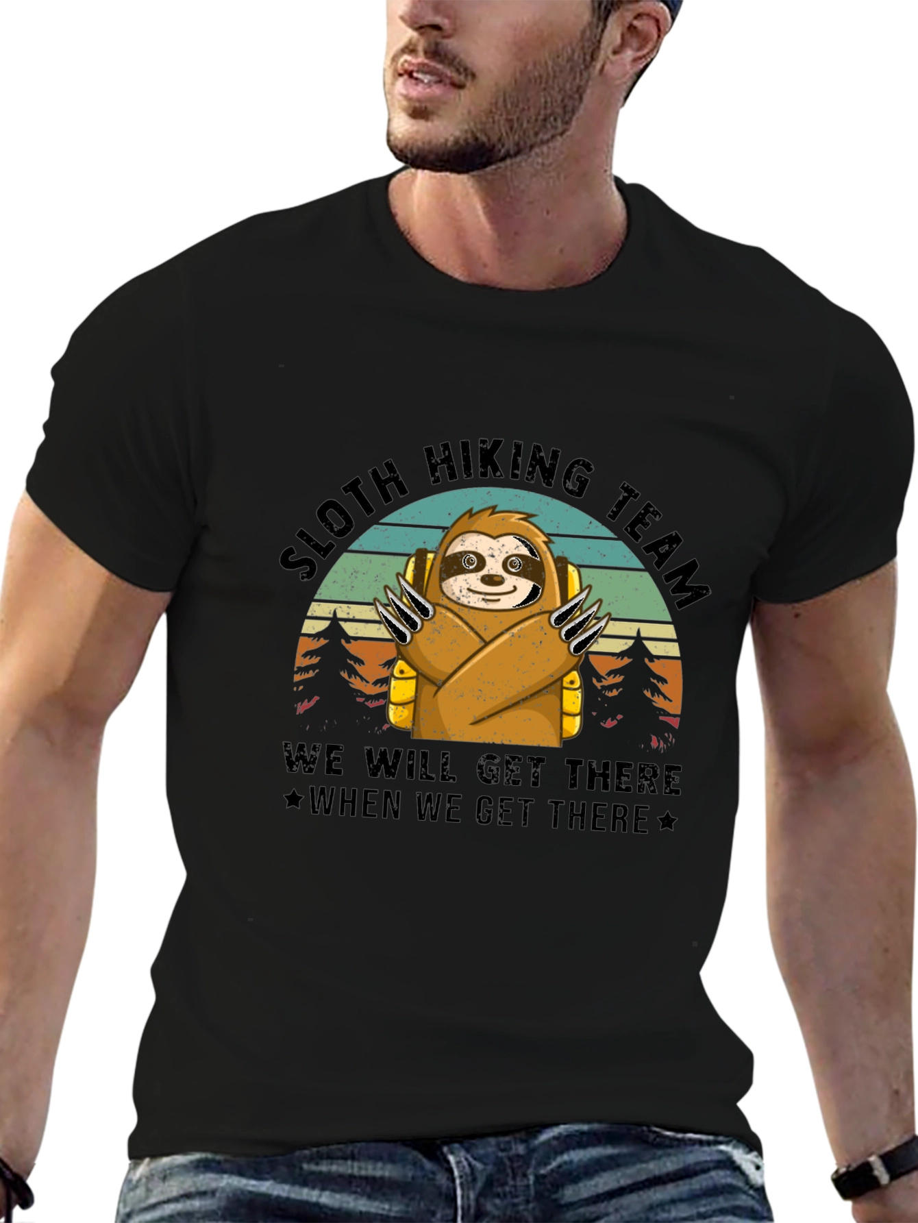Sloth Hiking Team Black T-Shirt