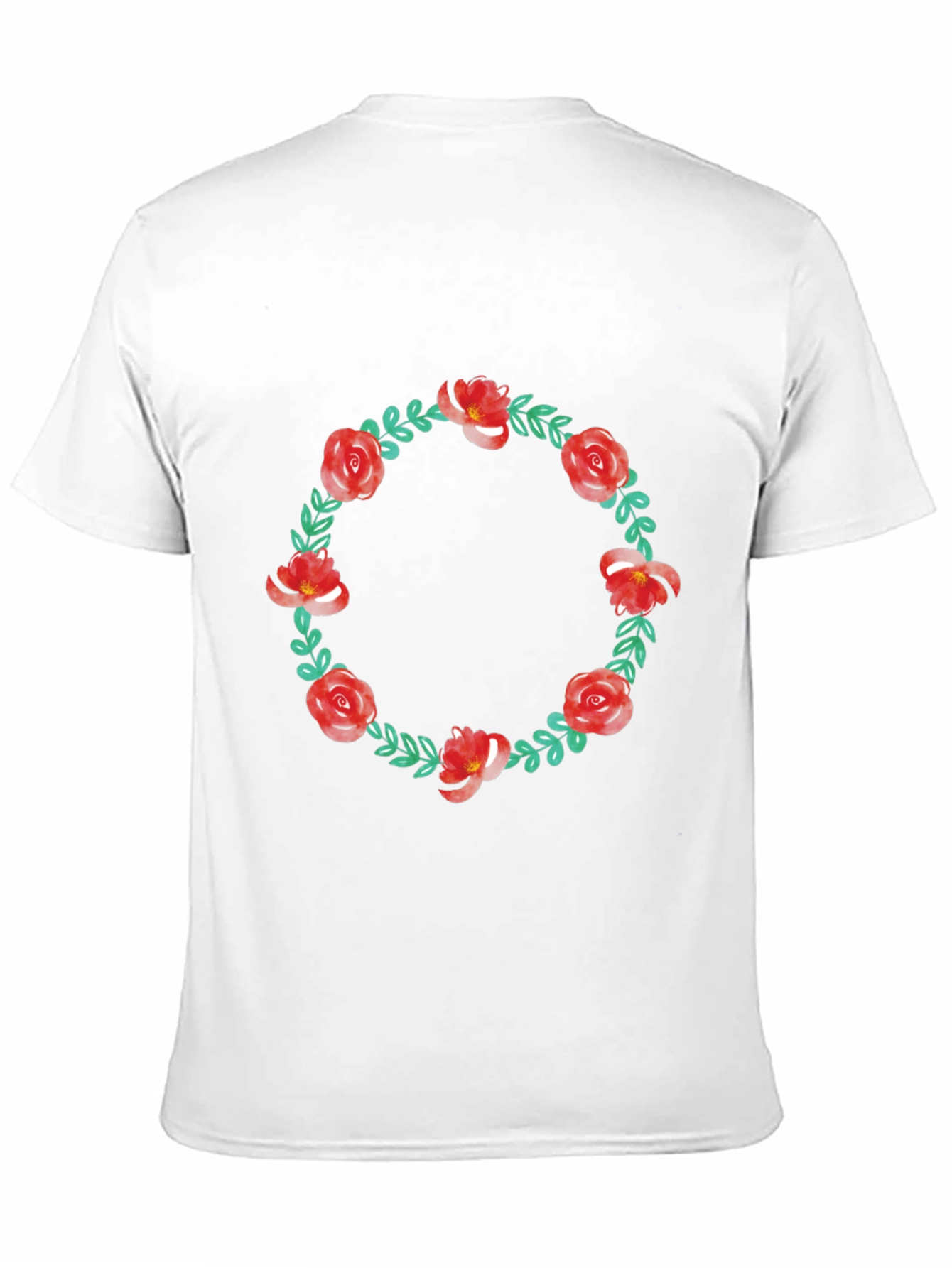 Floral Wreath Graphic Tee - Casual Style