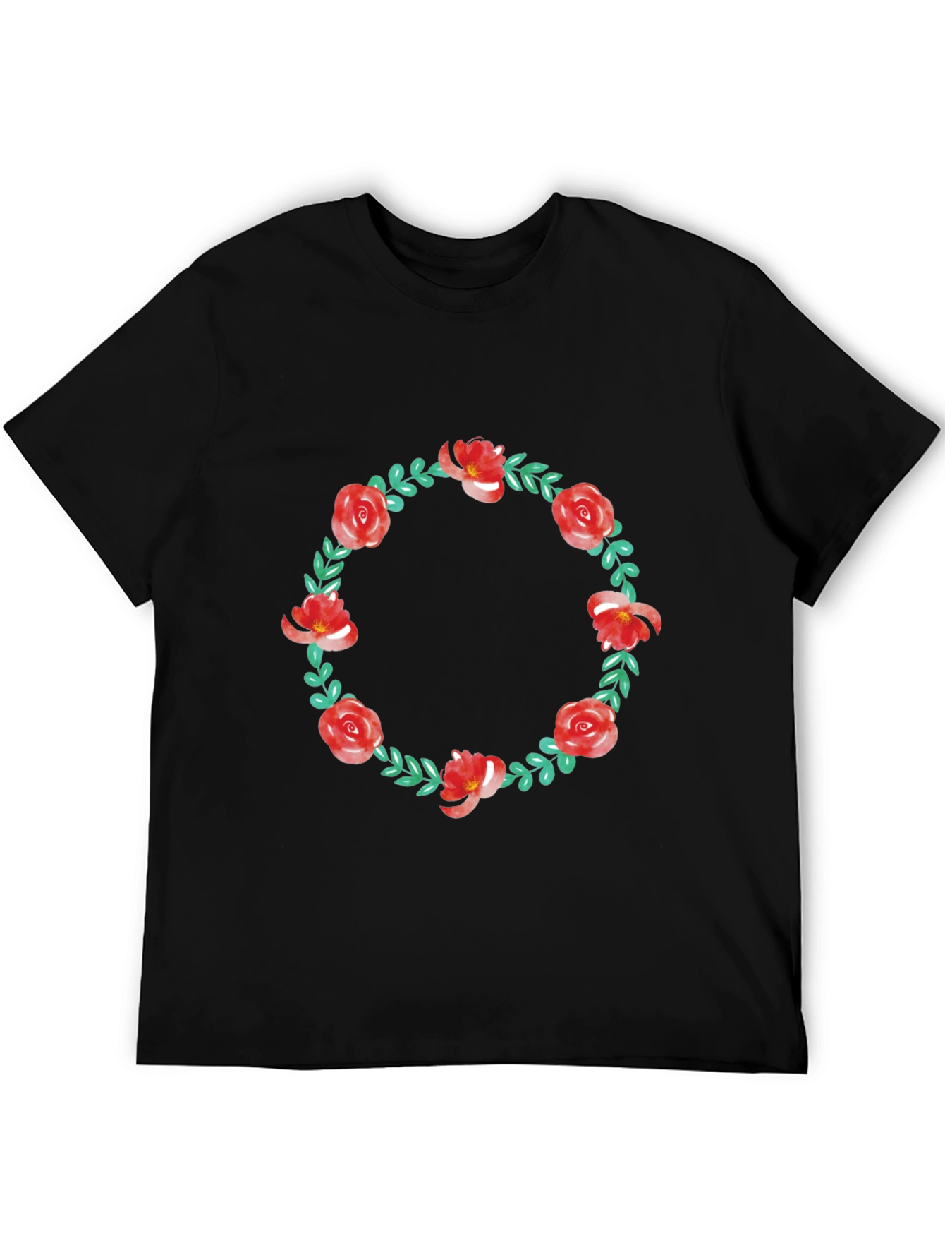 Floral Wreath Graphic Tee - Casual Style