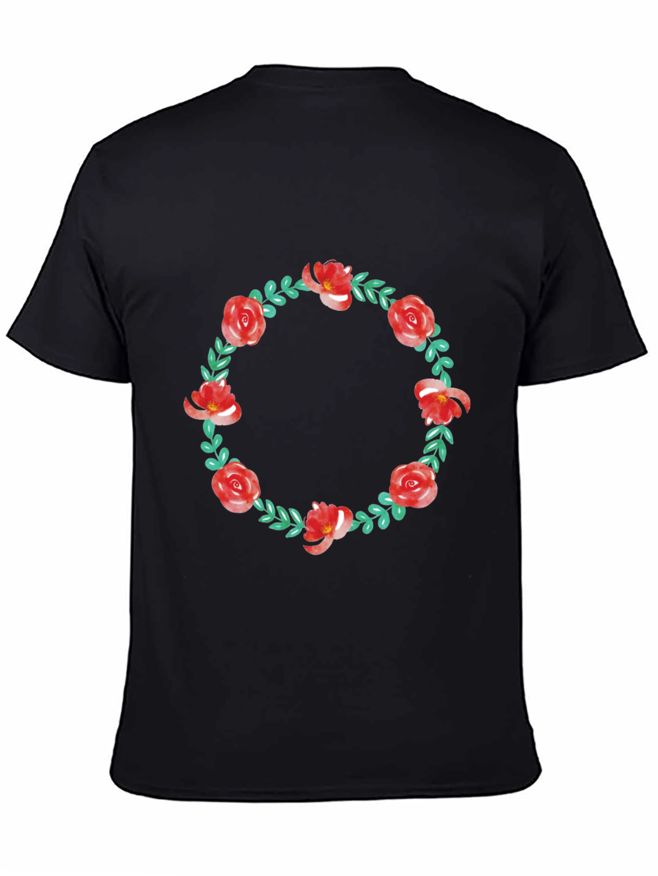 Floral Wreath Graphic Tee - Casual Style