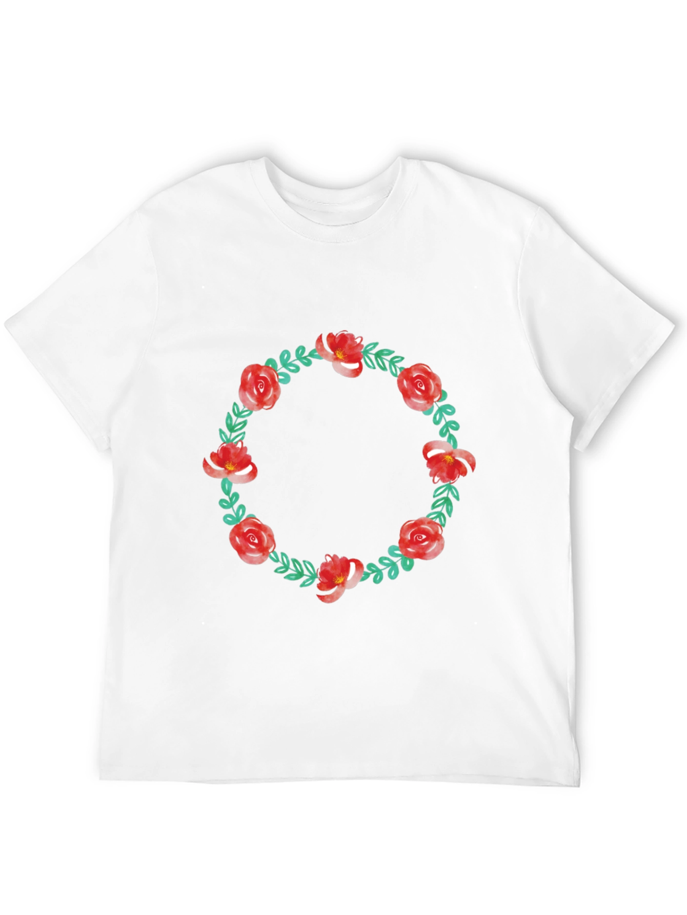 Floral Wreath Graphic Tee - Casual Style