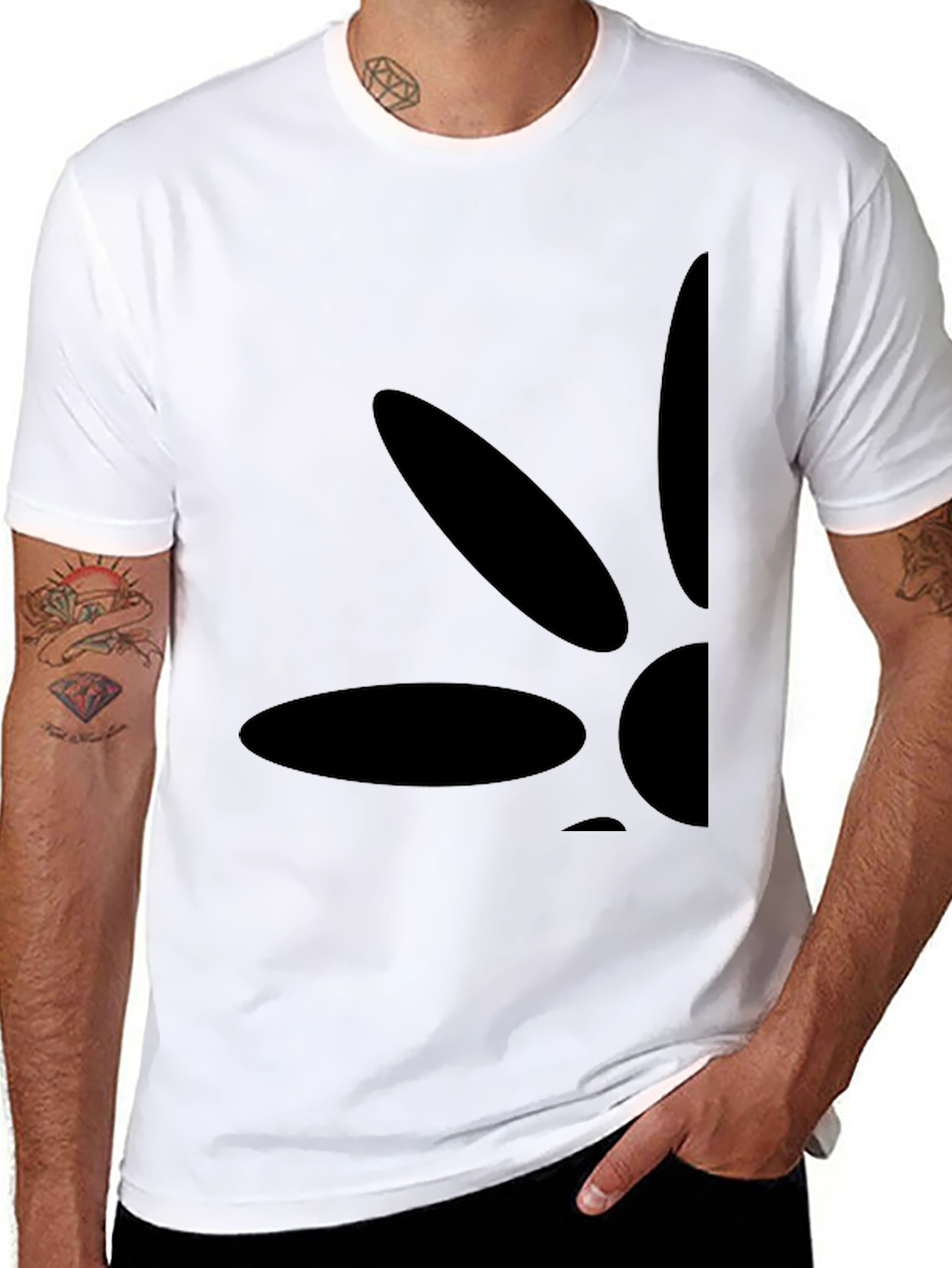 Mens Black Graphic Tee - Casual Style