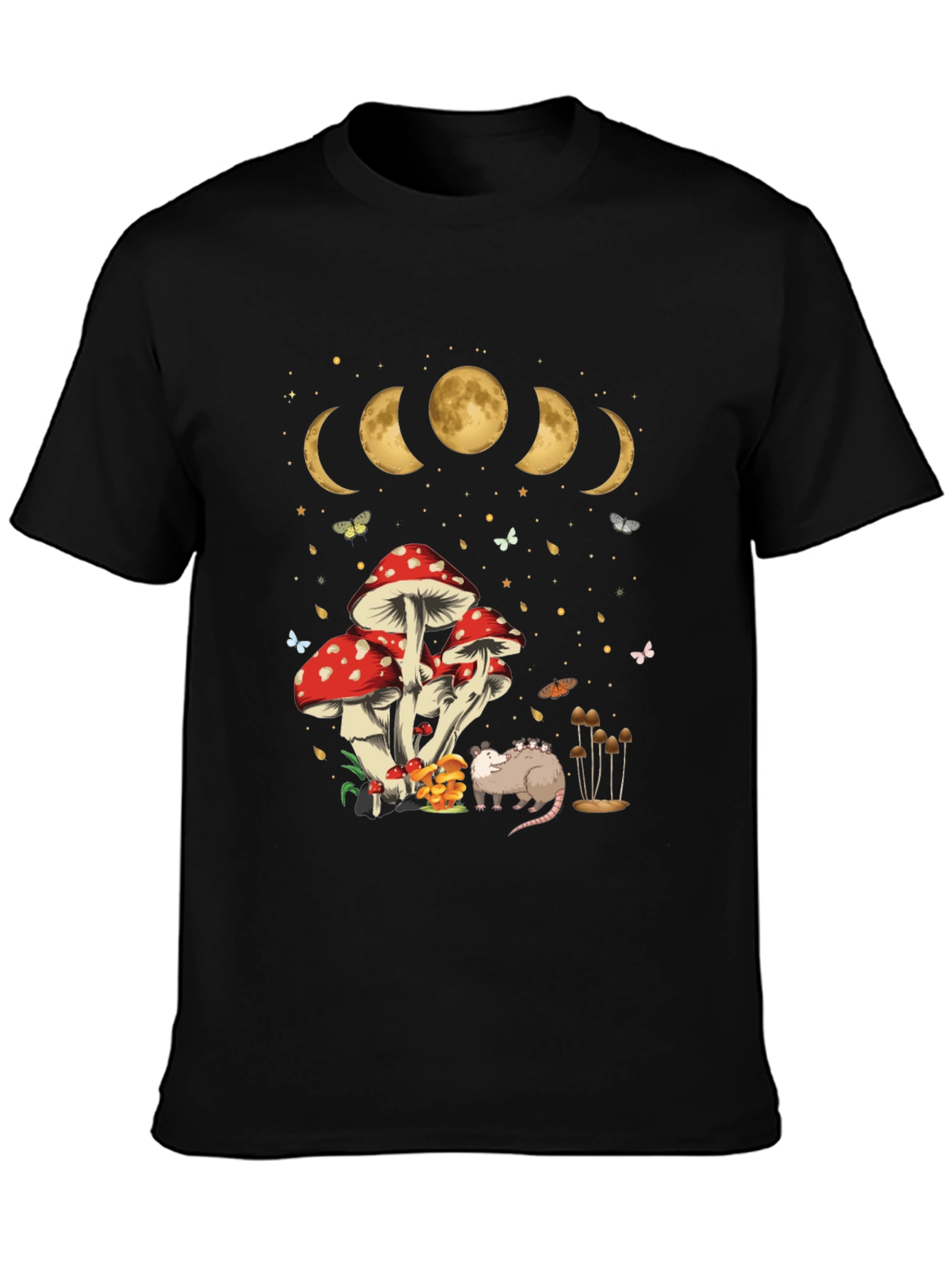 Mushroom Moon Phase Opossum Graphic Tee