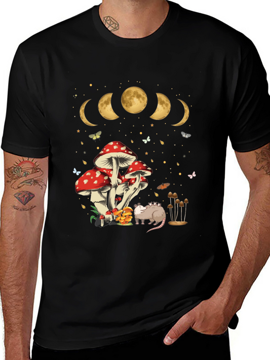 Mushroom Moon Phase Opossum Graphic Tee