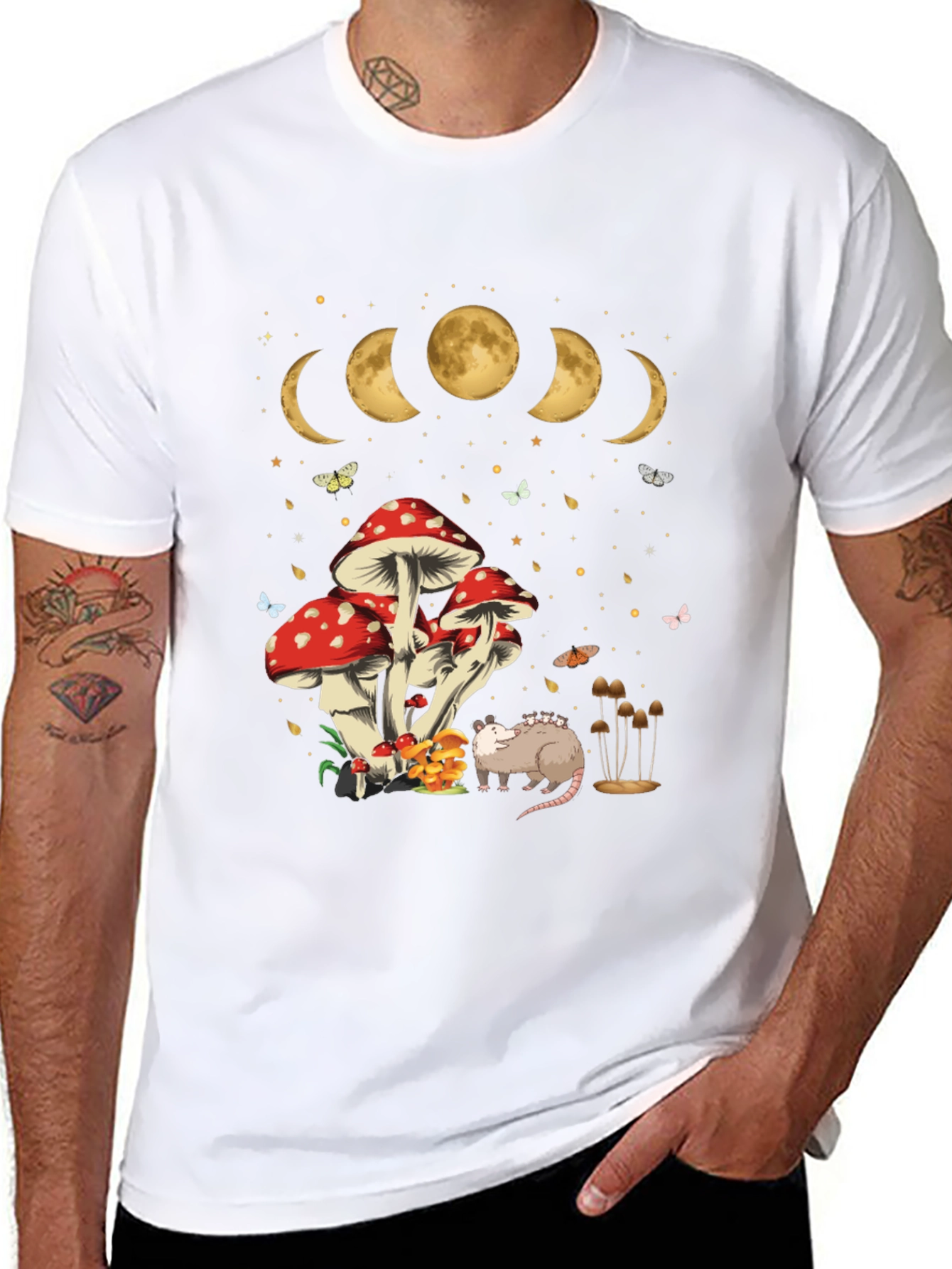 Mushroom Moon Phase Opossum Graphic Tee