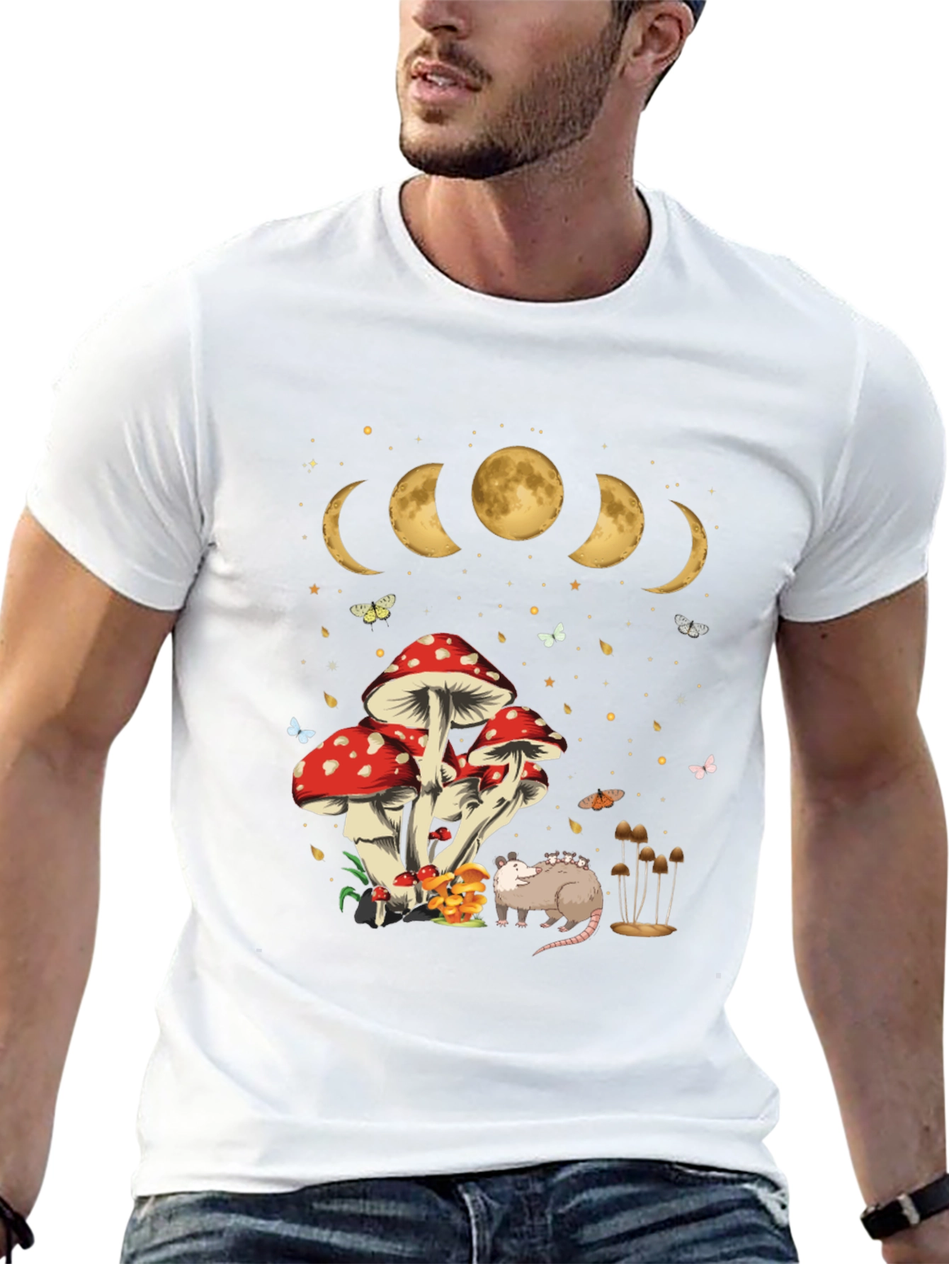 Mushroom Moon Phase Opossum Graphic Tee