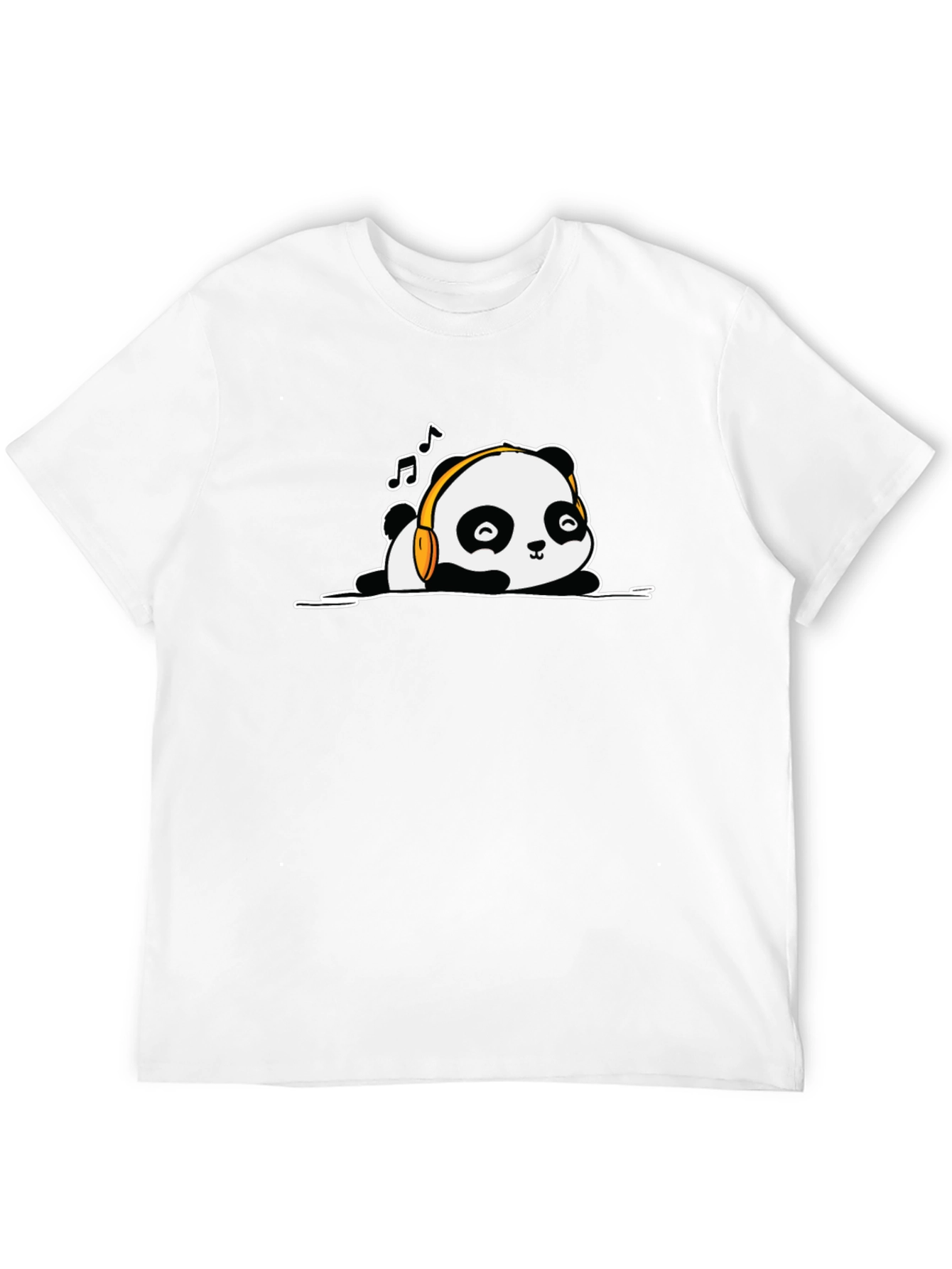 Panda Headphones Black T-Shirt