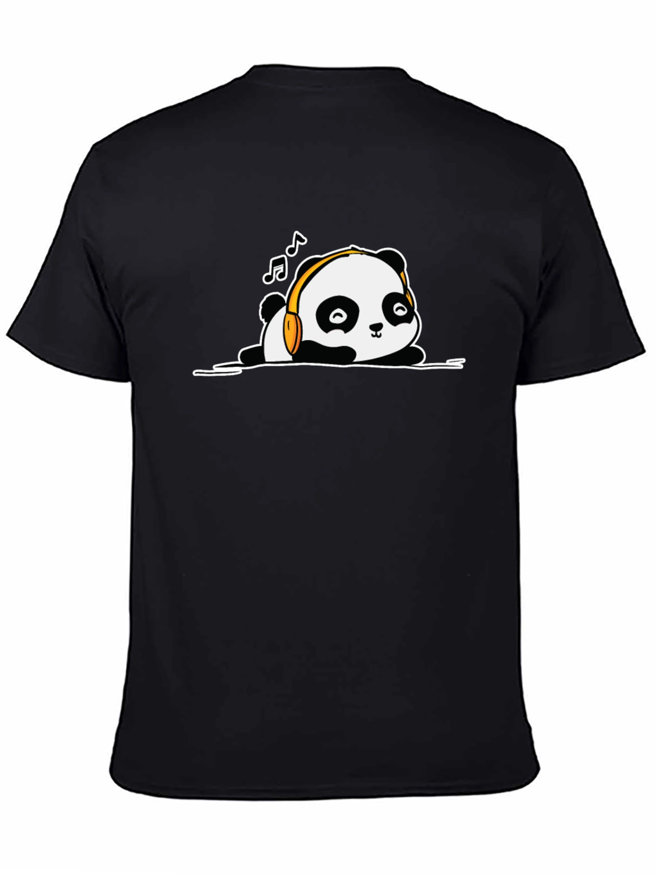 Panda Headphones Black T-Shirt