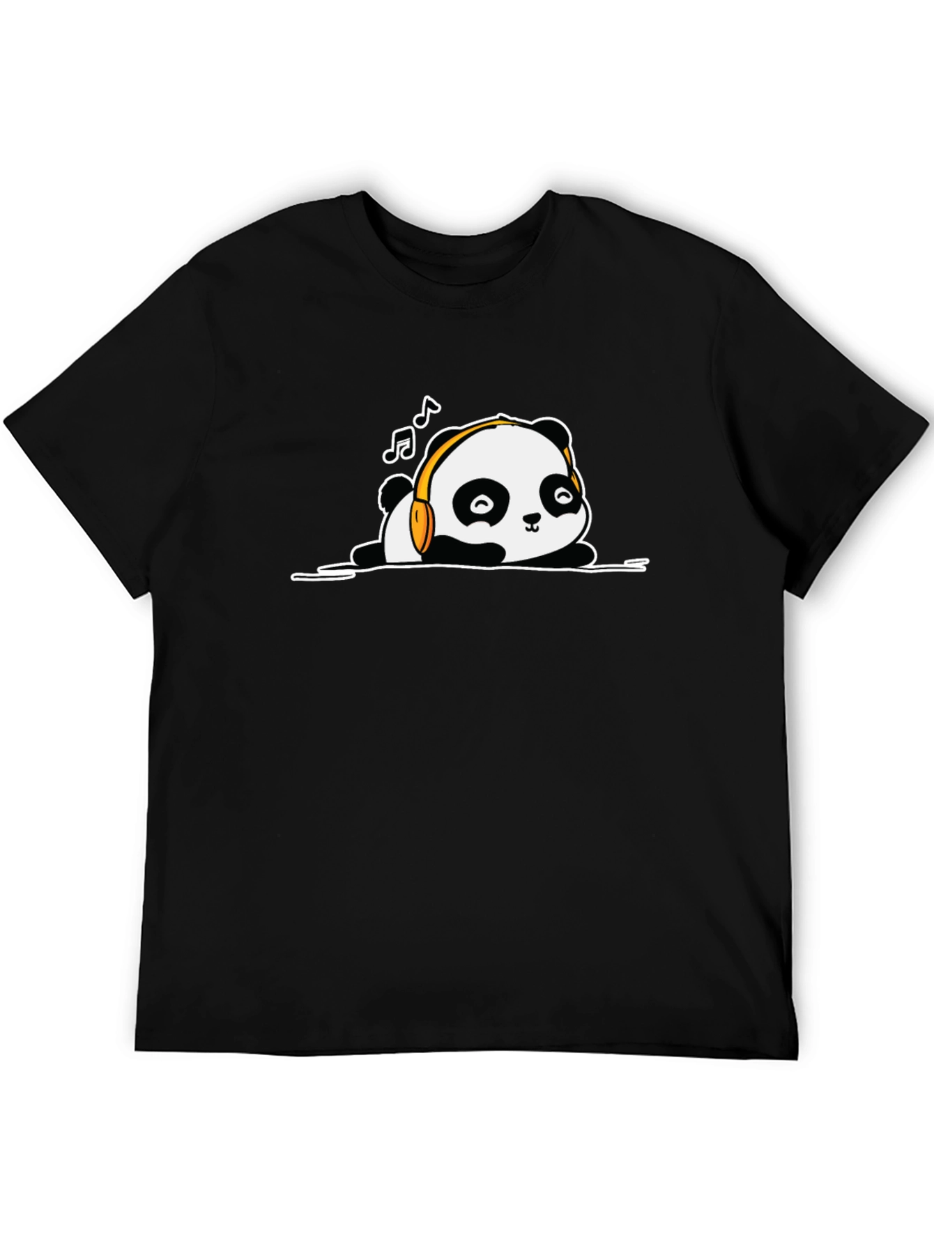 Panda Headphones Black T-Shirt