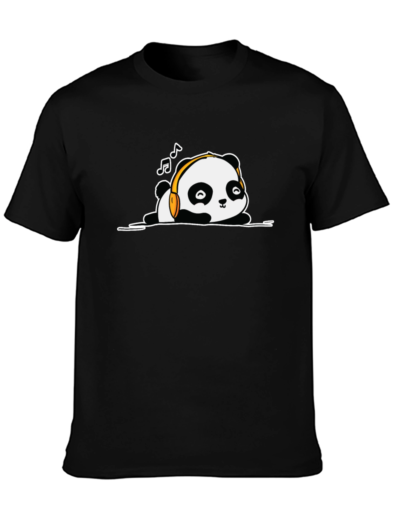 Panda Headphones Black T-Shirt