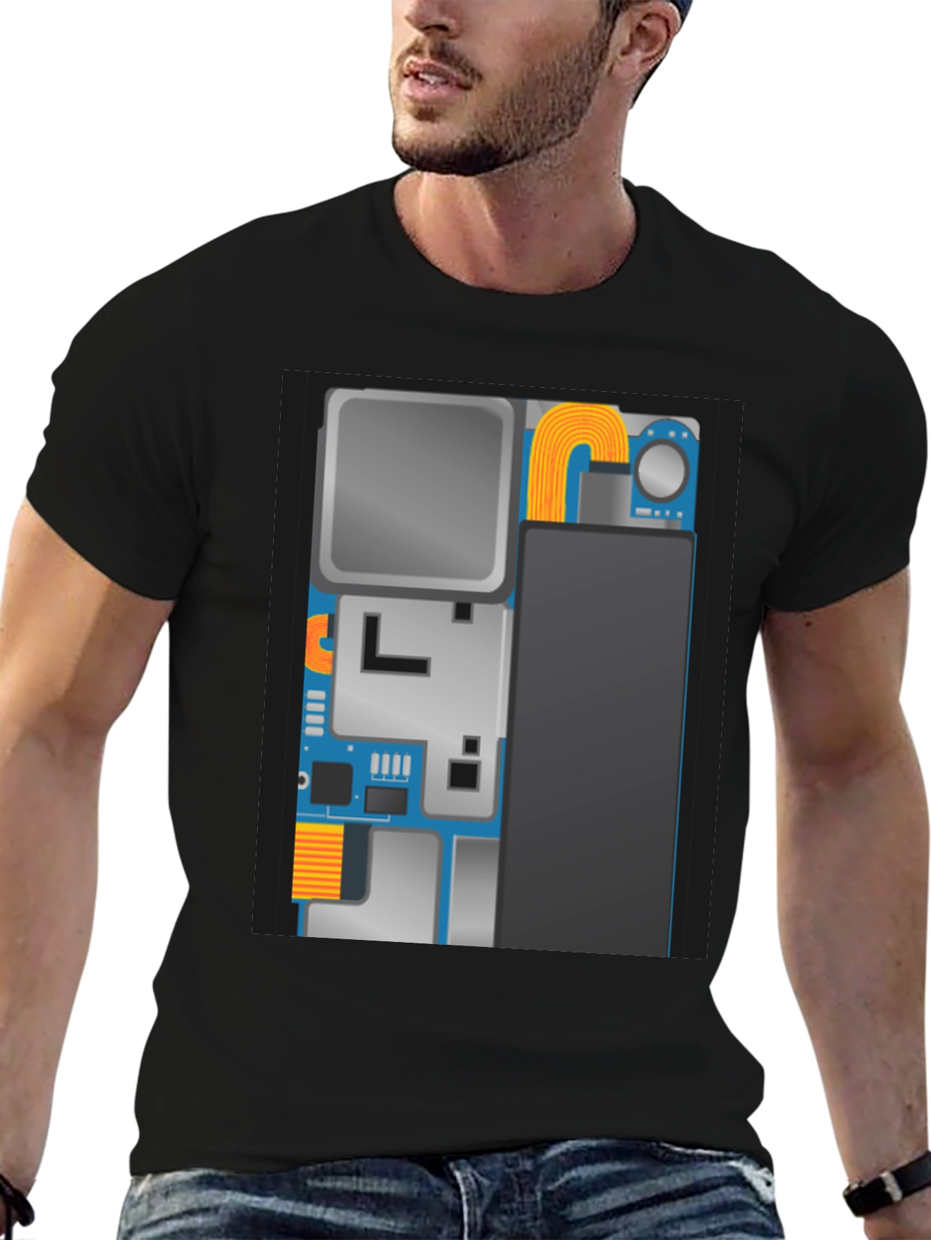Tech Circuit Board Graphic Black T-Shirt