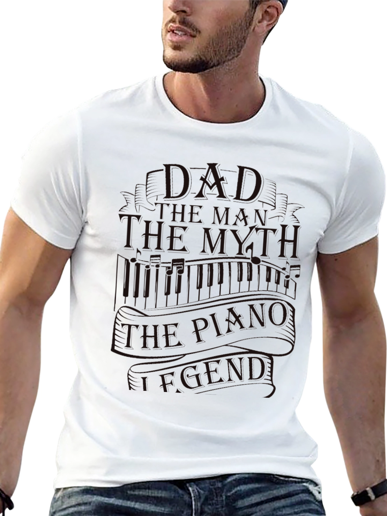 Dad The Man The Myth Piano Legend Black T-Shirt