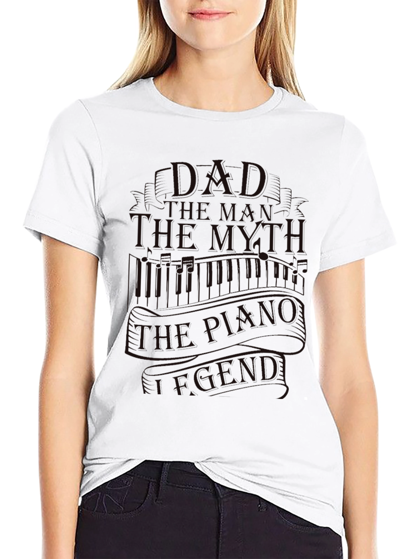 Dad The Man The Myth Piano Legend Black T-Shirt
