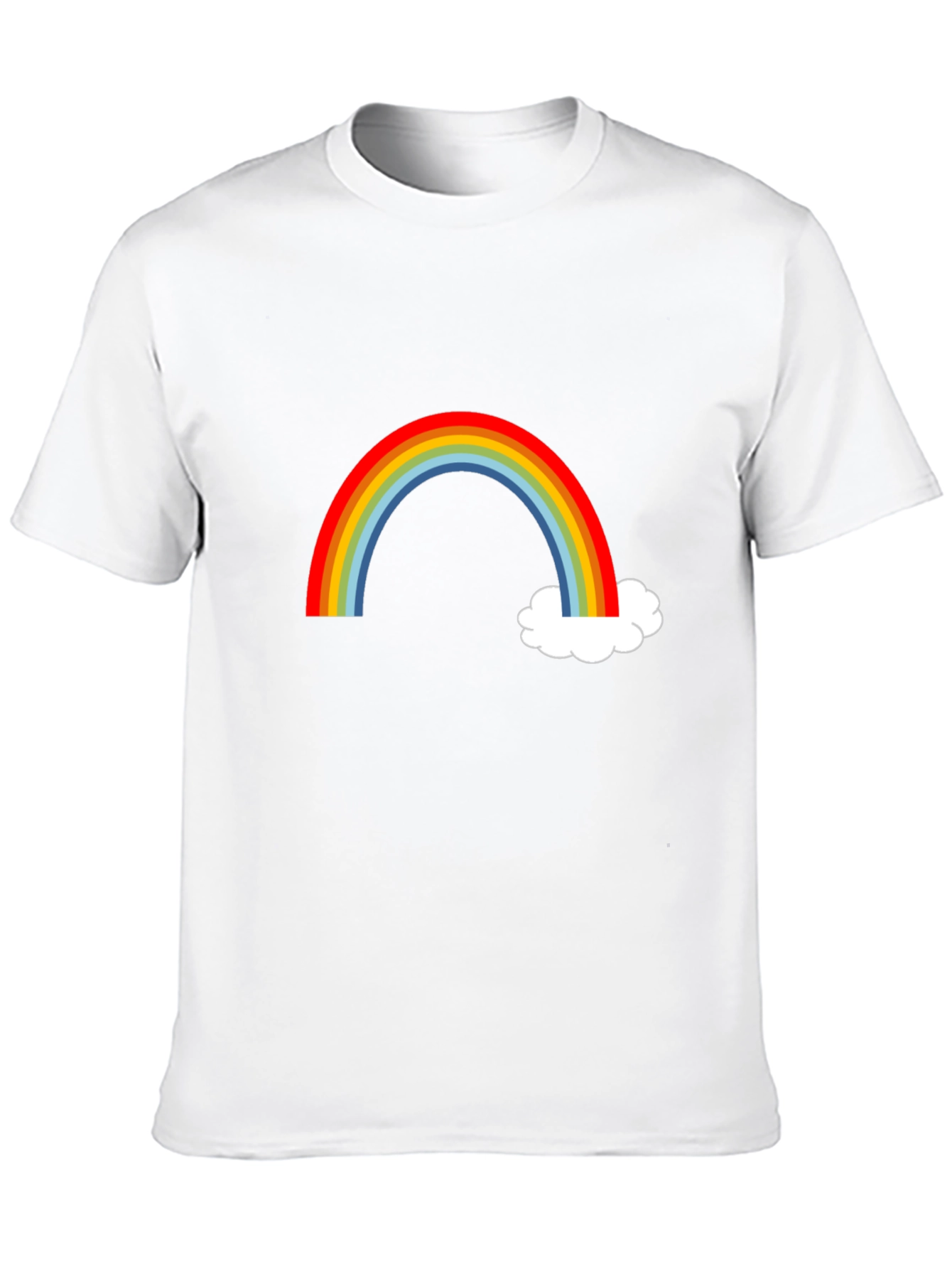 Rainbow & Cloud Graphic T-Shirt - Fun Casual Wear