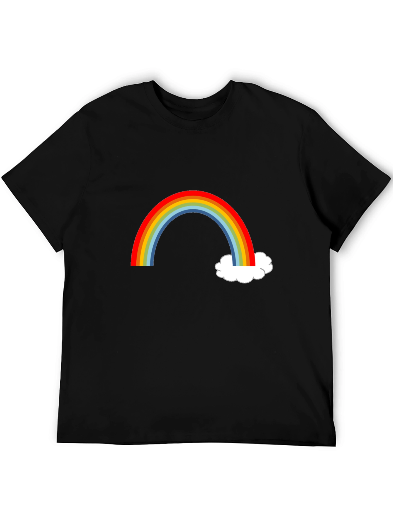 Rainbow & Cloud Graphic T-Shirt - Fun Casual Wear