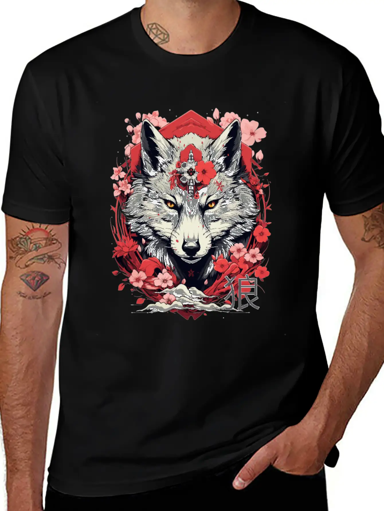 Japan Wolf Manga Anime Unisex Short Sleeve Soft Cotton T-Shirt – Casual Everyday Wear