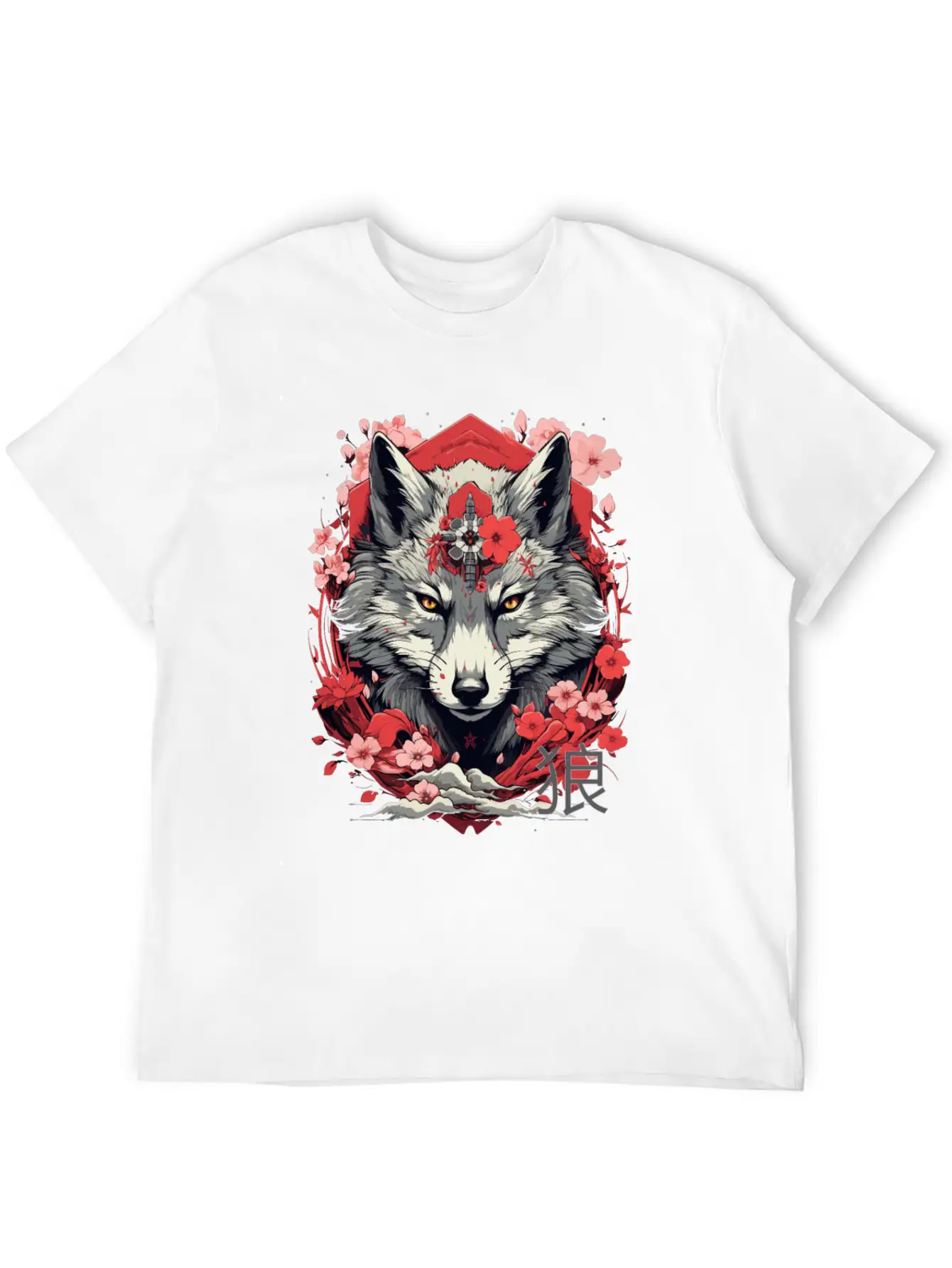 Japan Wolf Manga Anime Unisex Short Sleeve Soft Cotton T-Shirt – Casual Everyday Wear