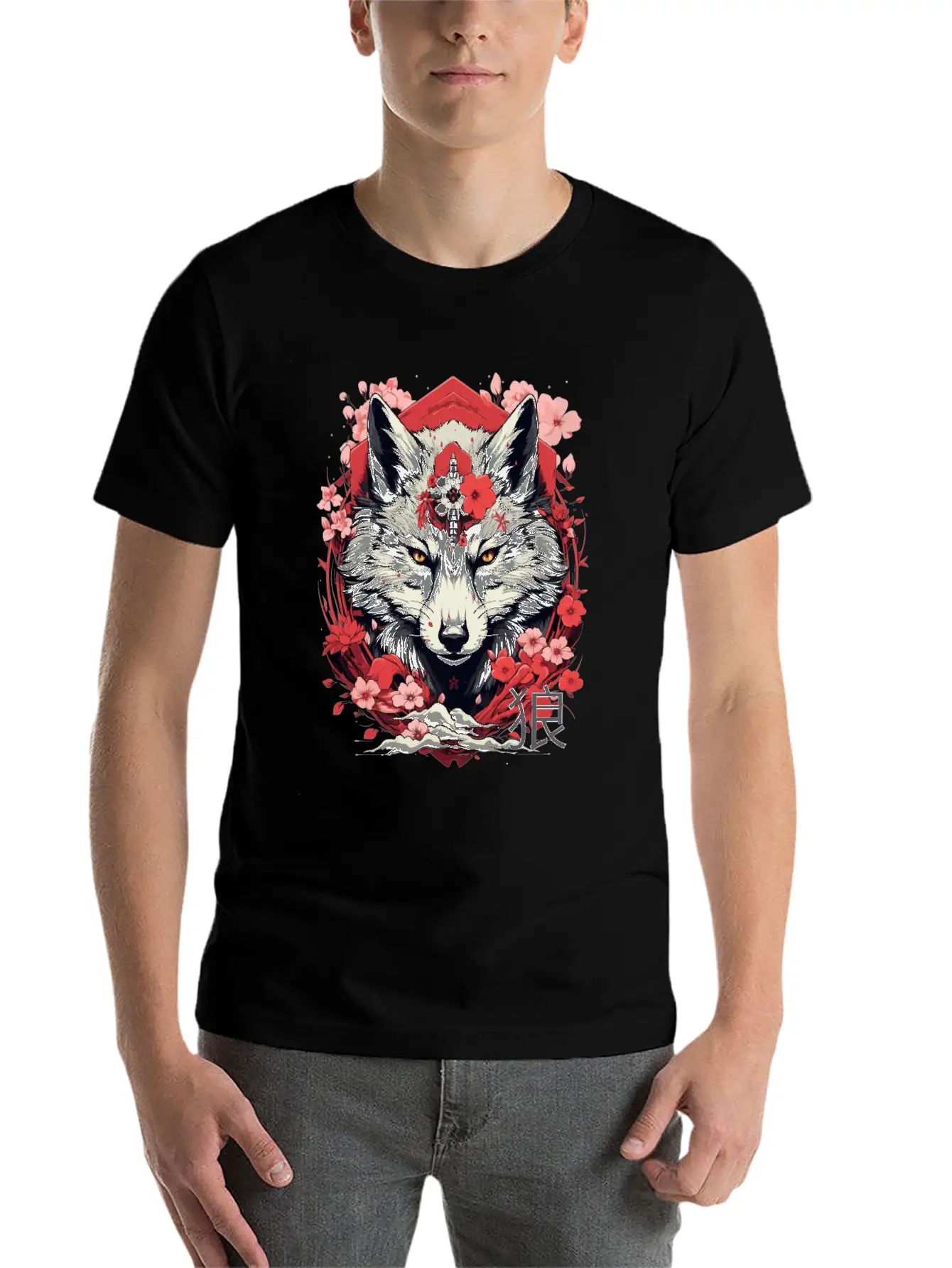 Japan Wolf Manga Anime Unisex Short Sleeve Soft Cotton T-Shirt – Casual Everyday Wear