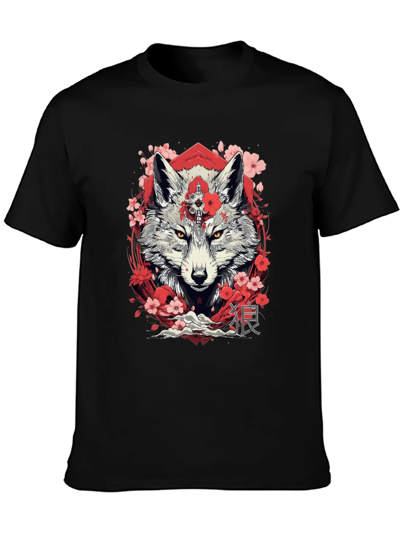 Japan Wolf Manga Anime Unisex Short Sleeve Soft Cotton T-Shirt – Casual Everyday Wear