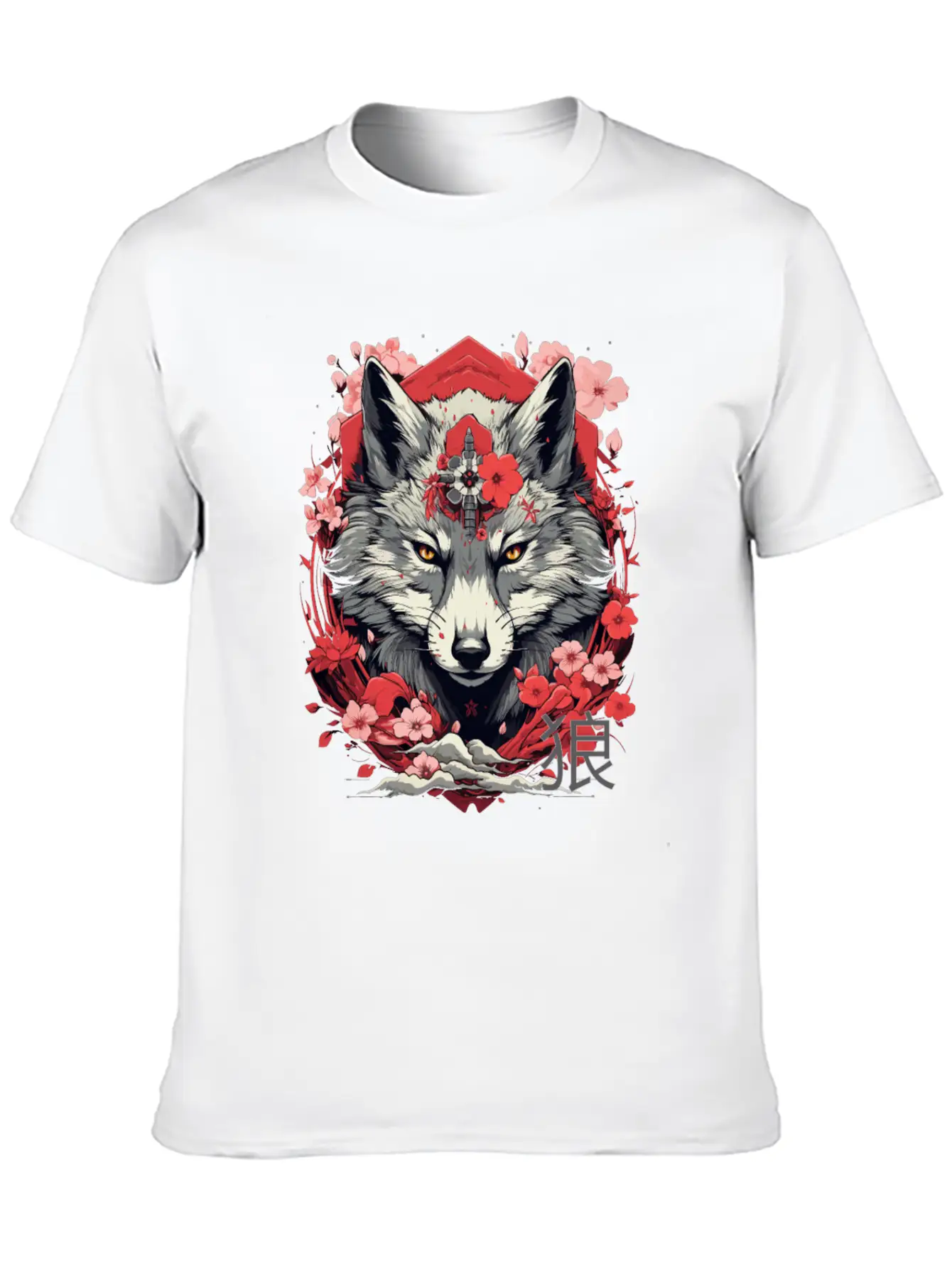Japan Wolf Manga Anime Unisex Short Sleeve Soft Cotton T-Shirt – Casual Everyday Wear