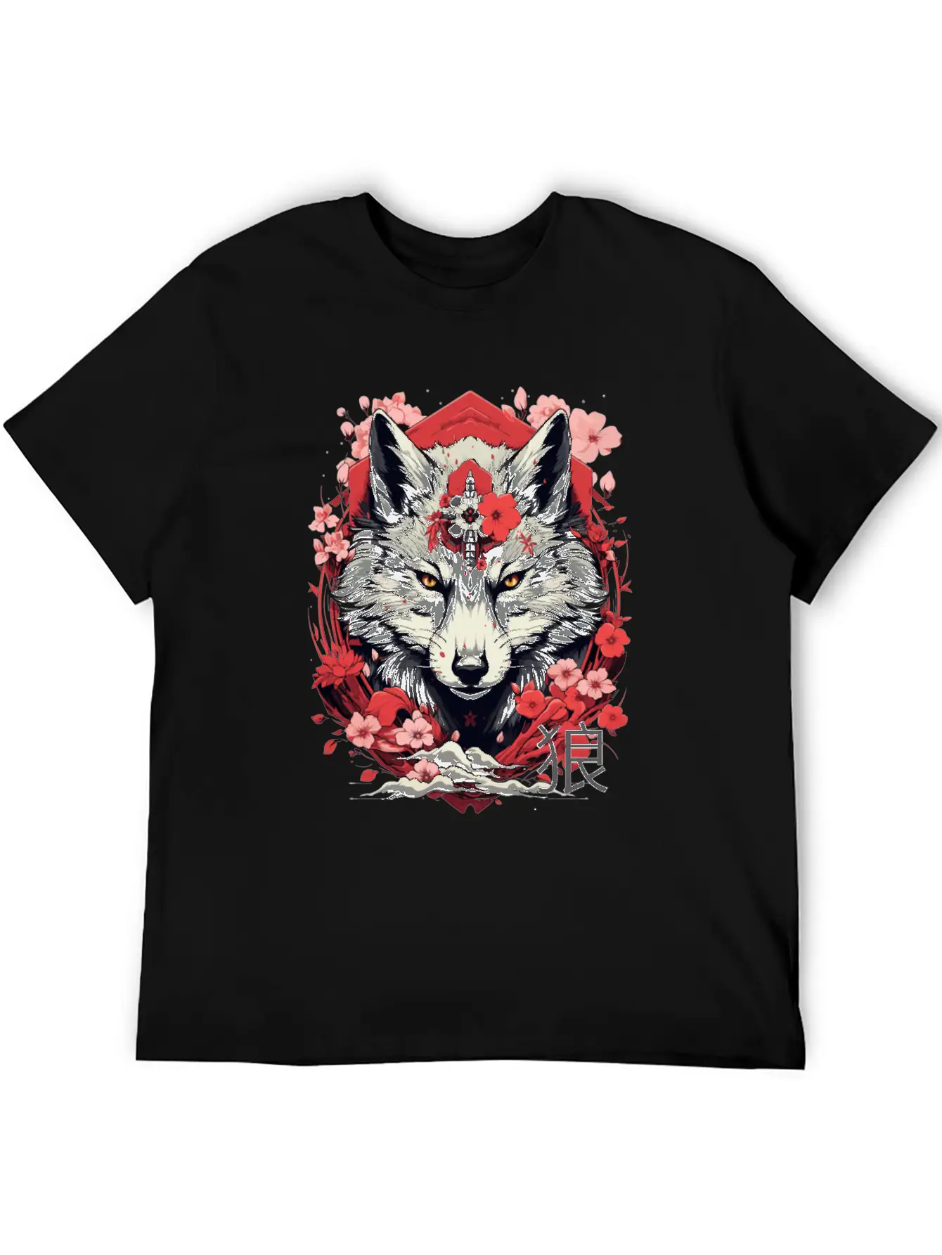 Japan Wolf Manga Anime Unisex Short Sleeve Soft Cotton T-Shirt – Casual Everyday Wear