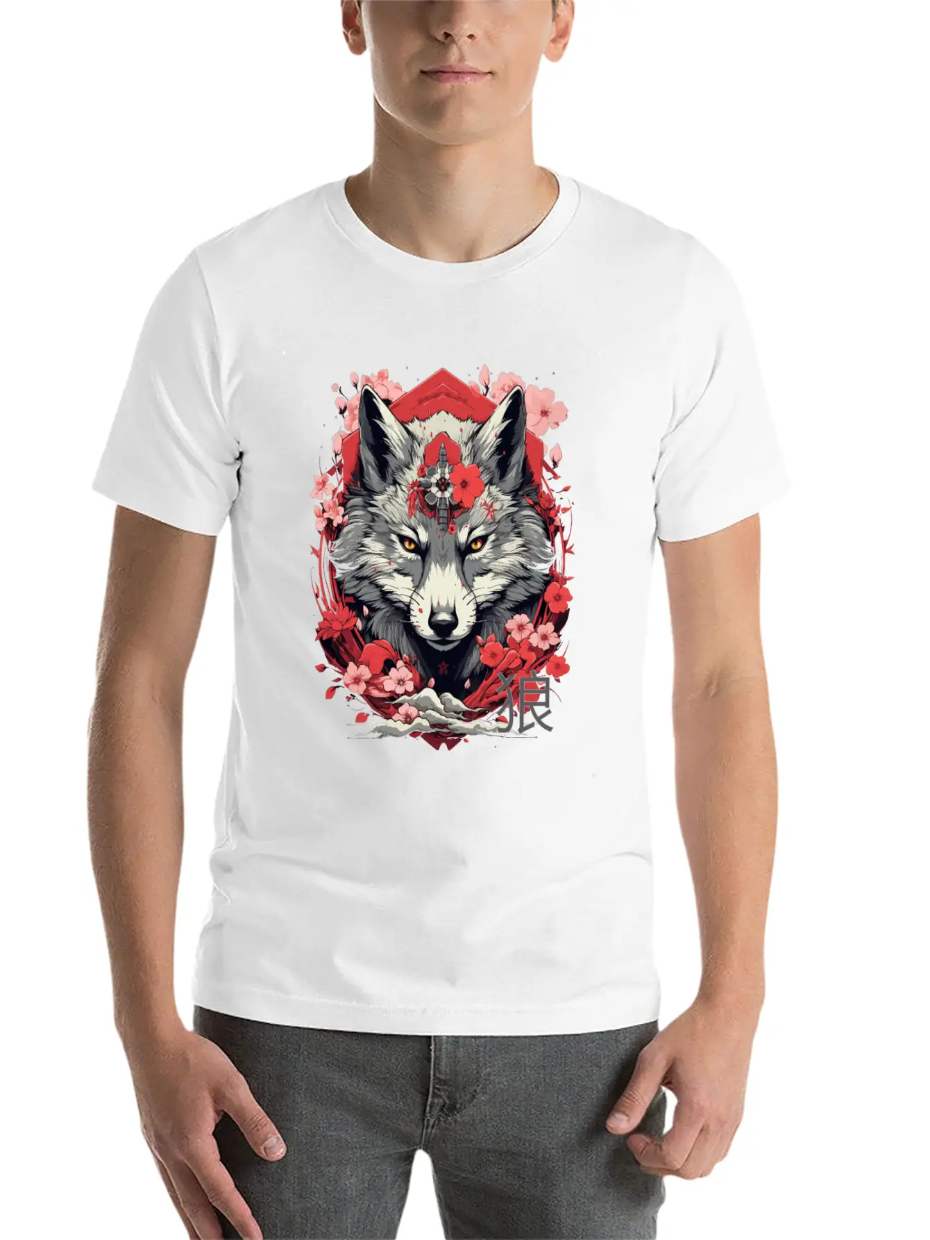Japan Wolf Manga Anime Unisex Short Sleeve Soft Cotton T-Shirt – Casual Everyday Wear