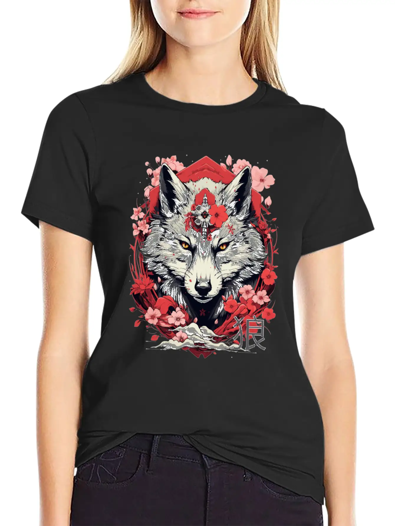 Japan Wolf Manga Anime Unisex Short Sleeve Soft Cotton T-Shirt – Casual Everyday Wear