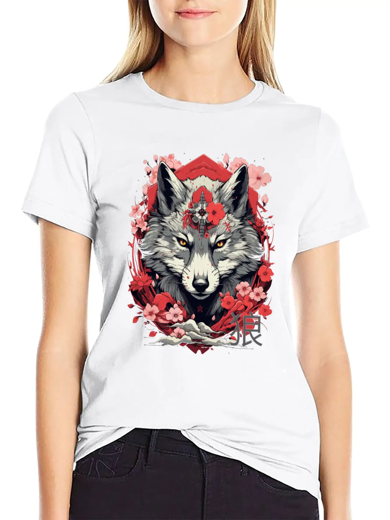 Japan Wolf Manga Anime Unisex Short Sleeve Soft Cotton T-Shirt – Casual Everyday Wear