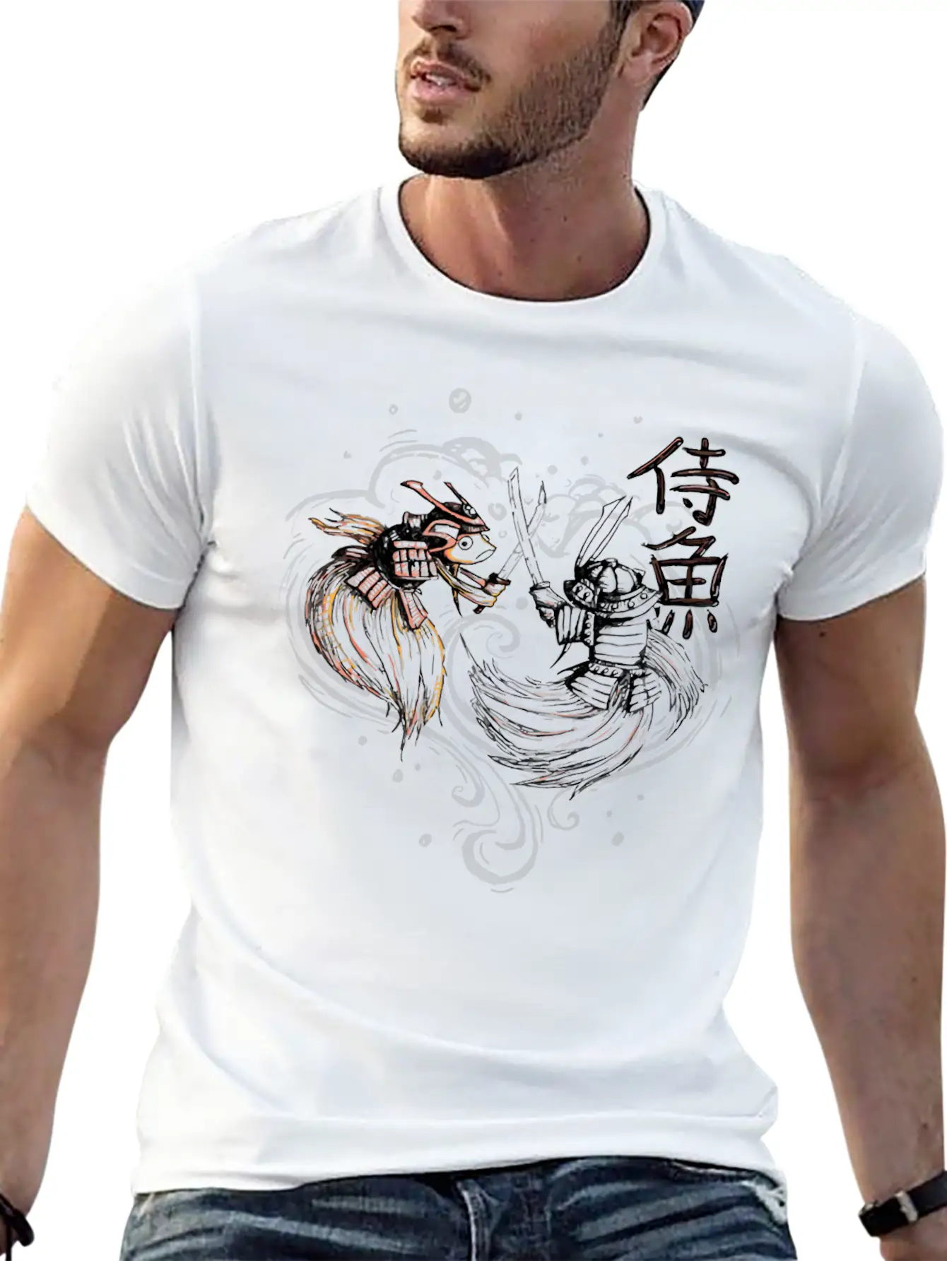 Japanese Fighting Fish Remix Essential Unisex Summer Tee – Soft Cotton Casual Fit