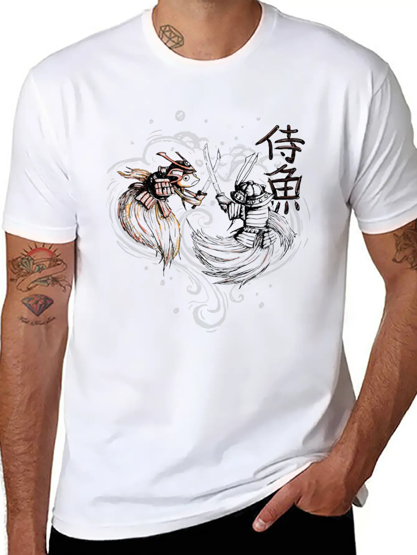 Japanese Fighting Fish Remix Essential Unisex Summer Tee – Soft Cotton Casual Fit