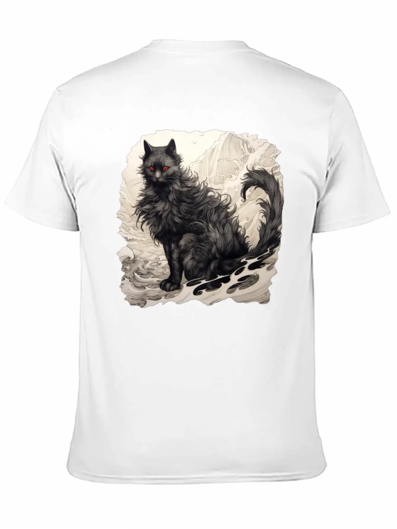 Japanese Ink Art Cat Basic Graphic T-Shirt – Daily Comfort In Soft Cotton